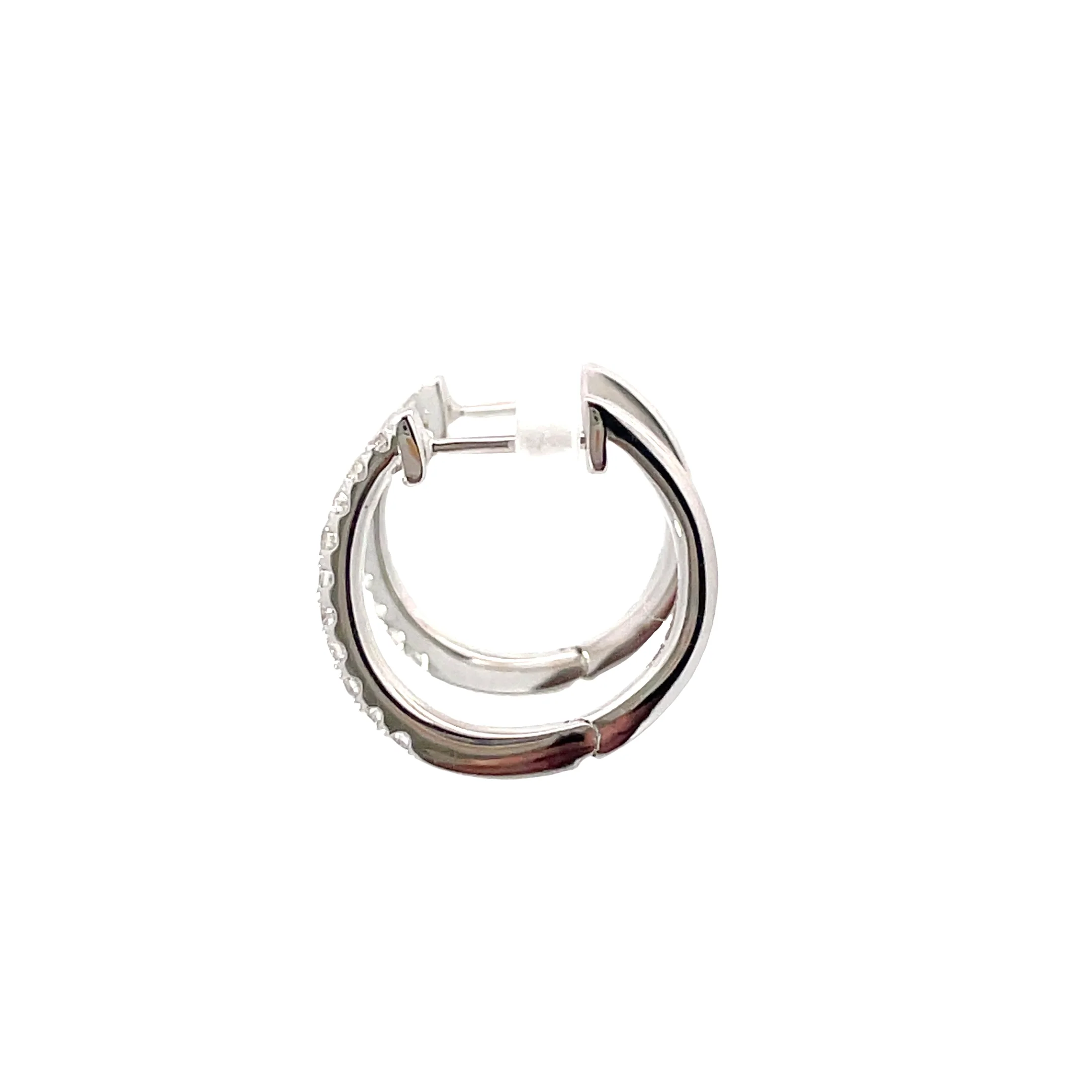 14 Karat White Gold Diamond Huggies - Image 2