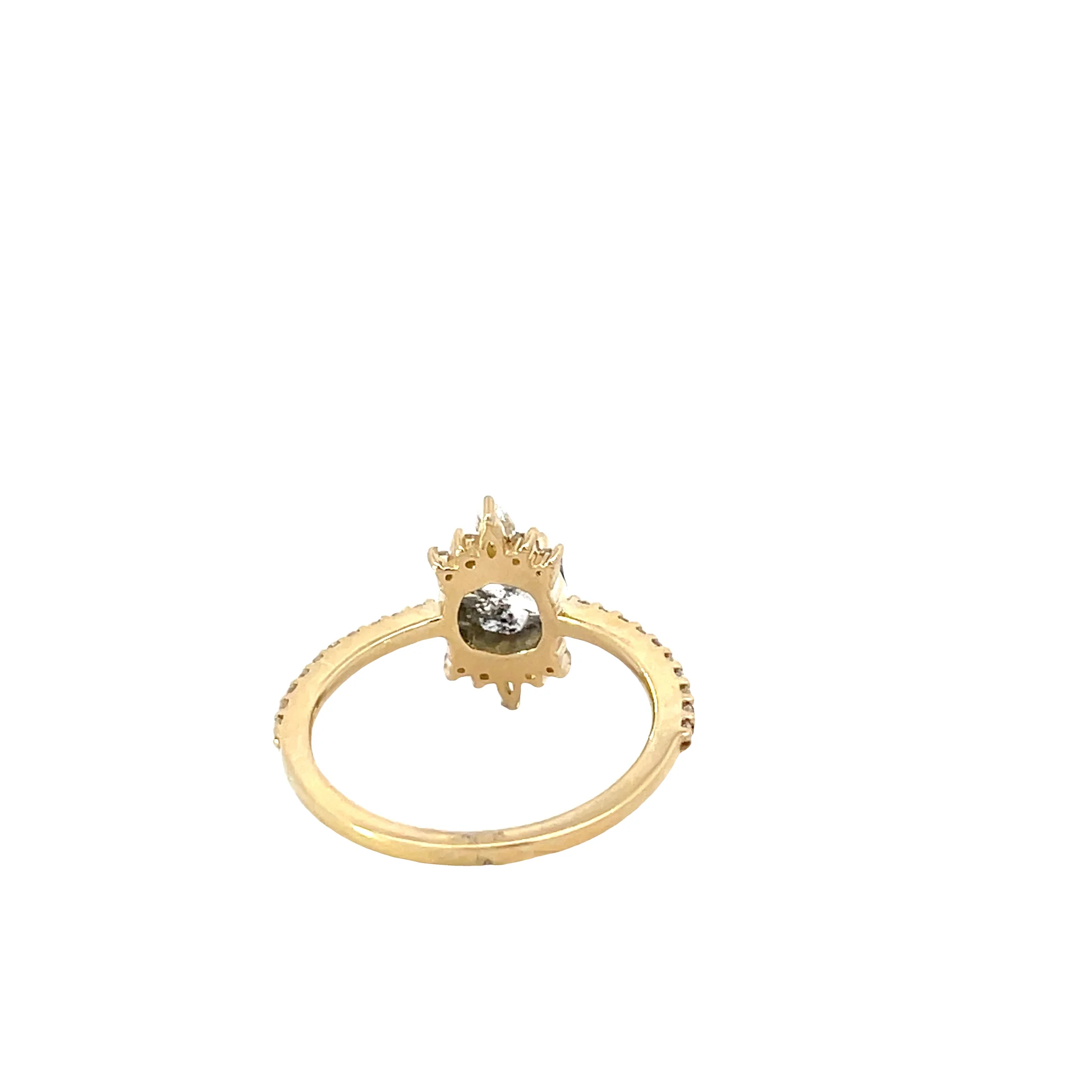 14 Karat Yellow Gold Salt and Pepper Diamond Ring - Image 3