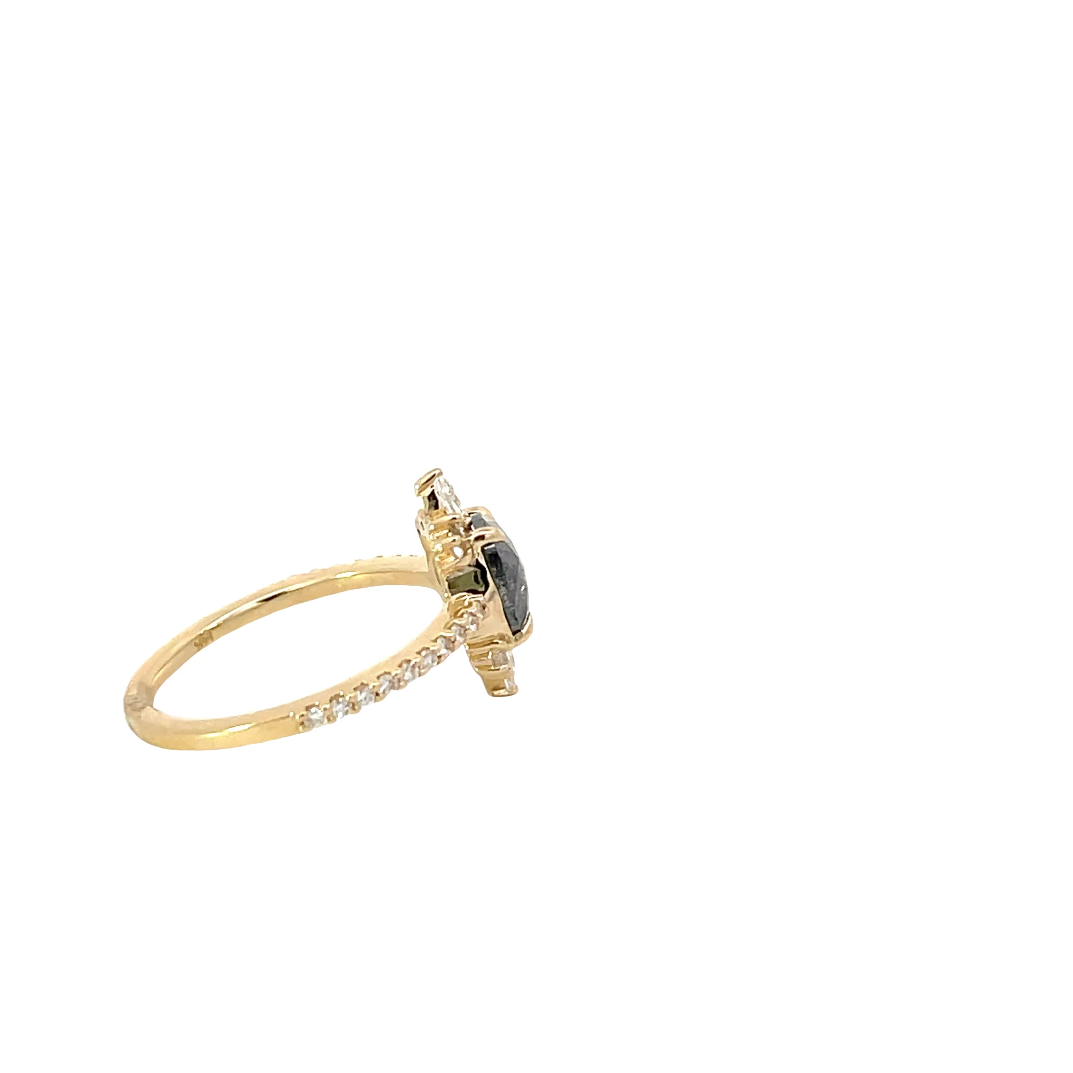 14 Karat Yellow Gold Salt and Pepper Diamond Ring - Image 4