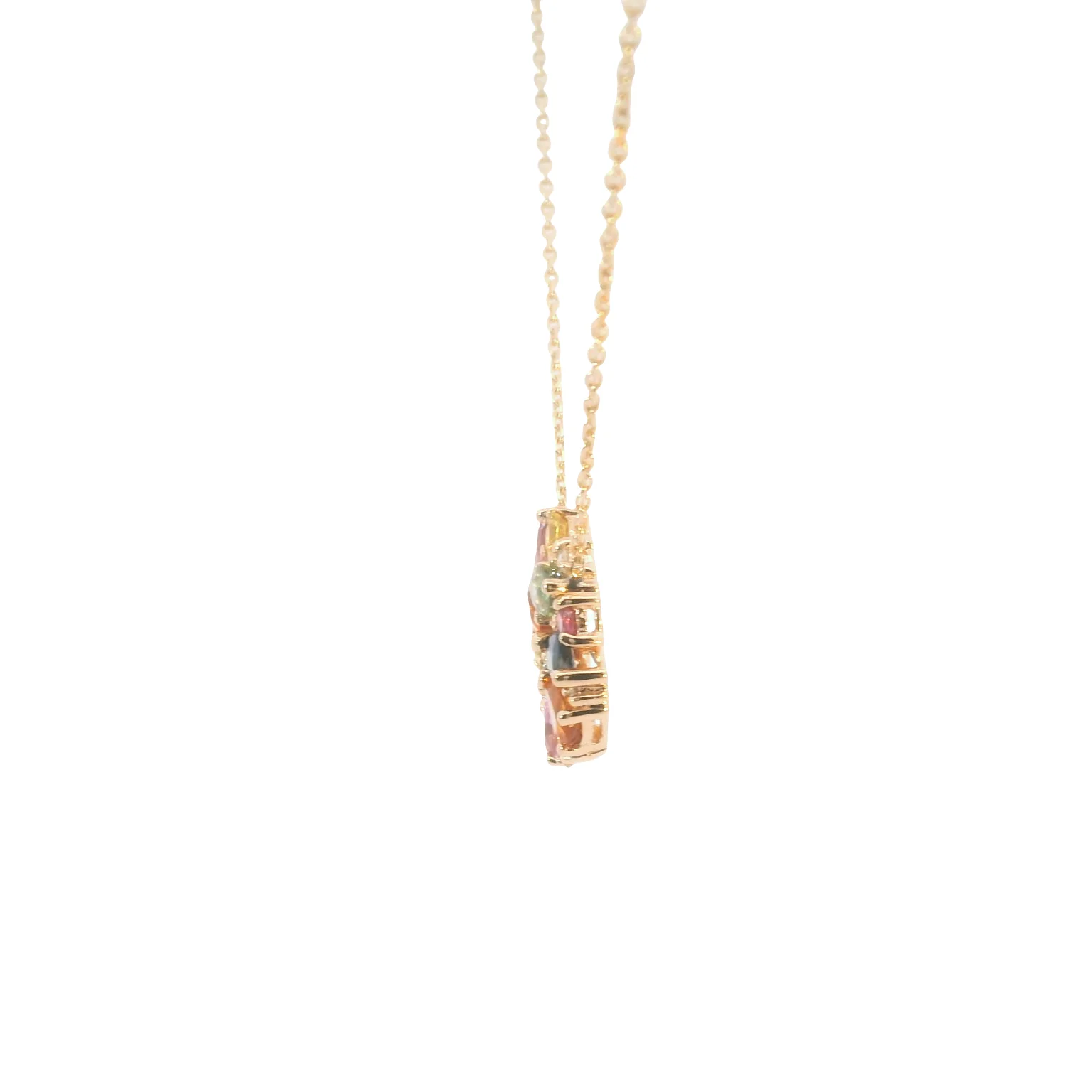 14K Rose Gold Sapphire Cluster Pendant Necklace - Image 2