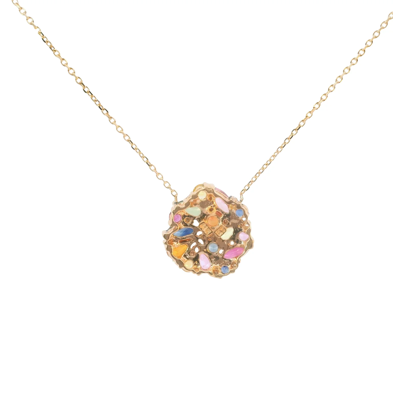 14K Rose Gold Sapphire Cluster Pendant Necklace - Image 3