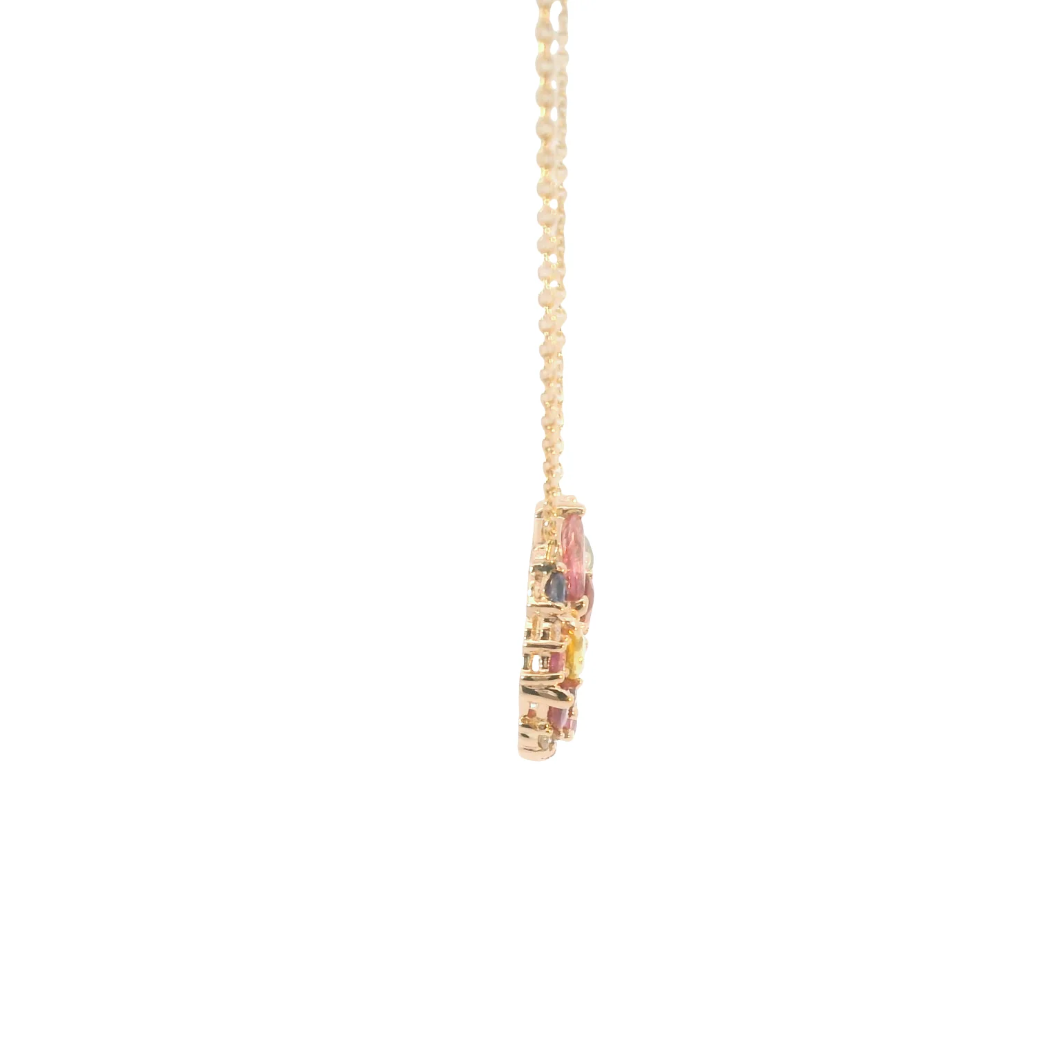 14K Rose Gold Sapphire Cluster Pendant Necklace - Image 4