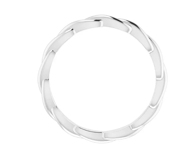 14K White Woven-Design Band - Image 3