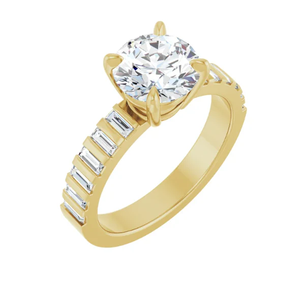 2 CT Lab Grown Diamond Baguette Stripe Engagement Ring - Image 3
