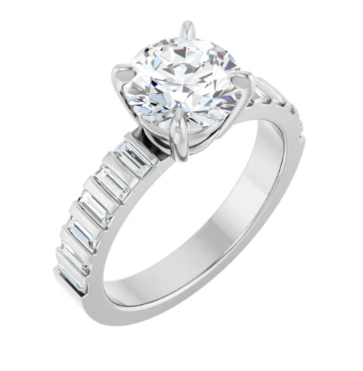 2 CT Lab Grown Diamond Baguette Stripe Engagement Ring - Image 4