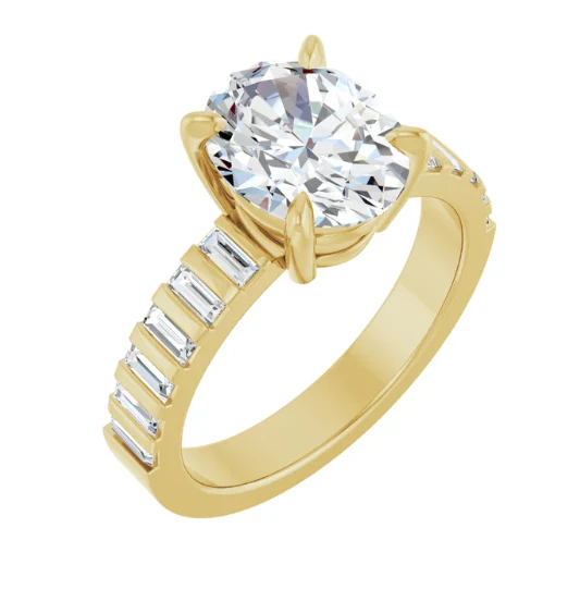 2 CT Lab Grown Diamond Baguette Stripe Engagement Ring - Image 5