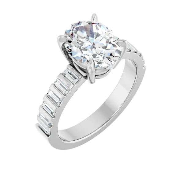 2 CT Lab Grown Diamond Baguette Stripe Engagement Ring - Image 6