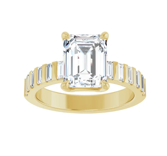 2 CT Lab Grown Diamond Baguette Stripe Engagement Ring - Image 8