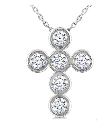 6 Stone Bezel Cross Diamond Fashion Pendant - Image 3