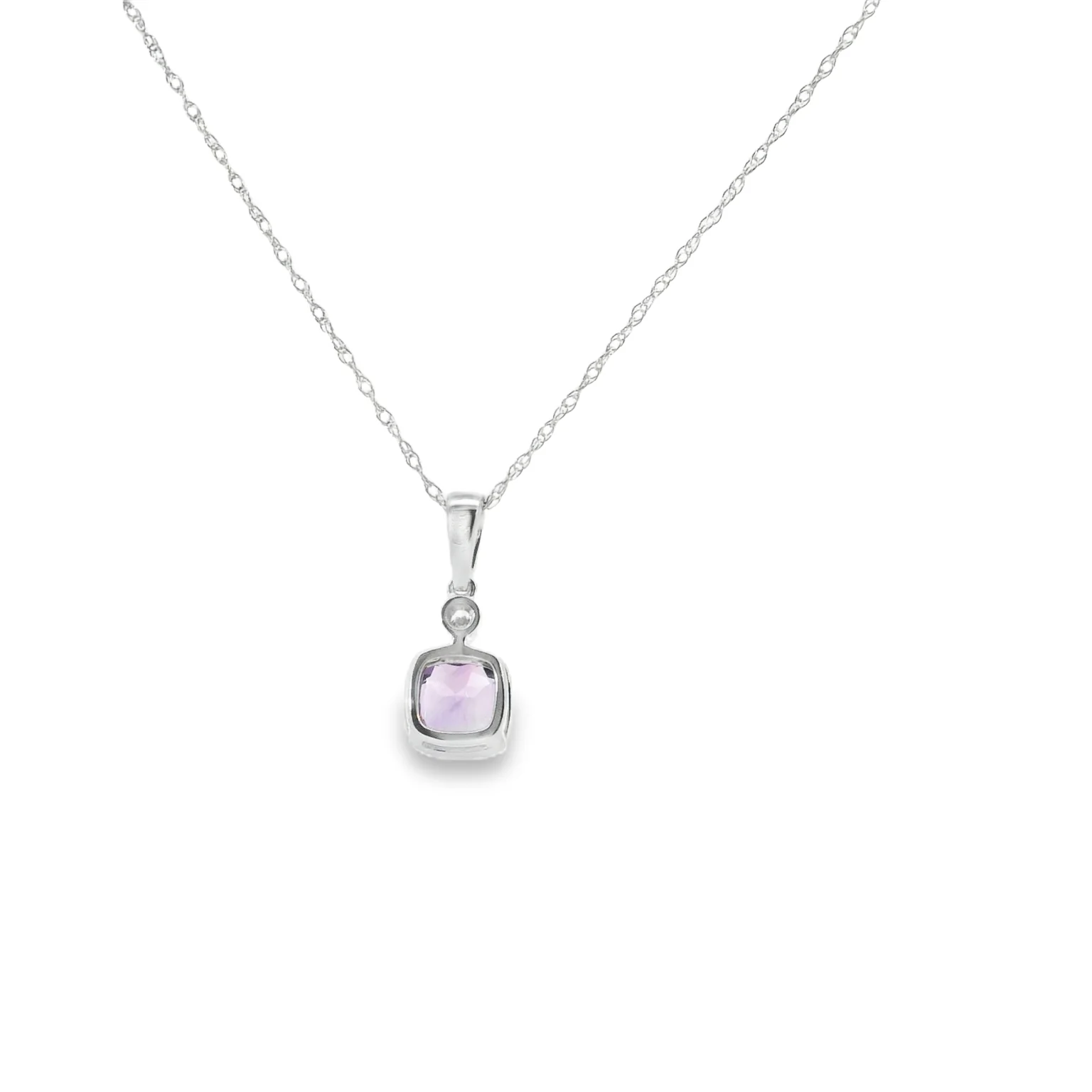 Amethyst and Diamond Bezel Set Pendant - Image 3