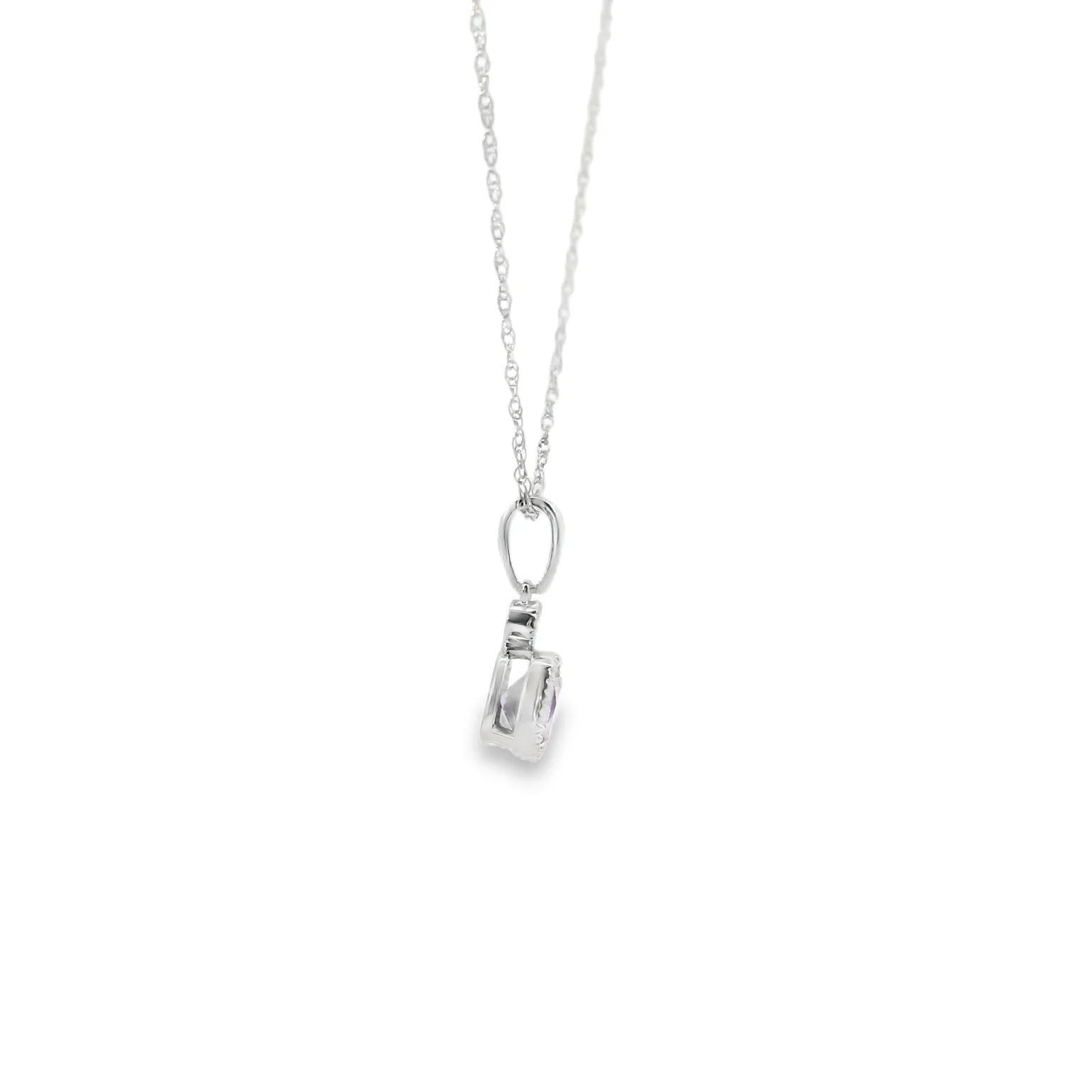Amethyst and Diamond Bezel Set Pendant - Image 4