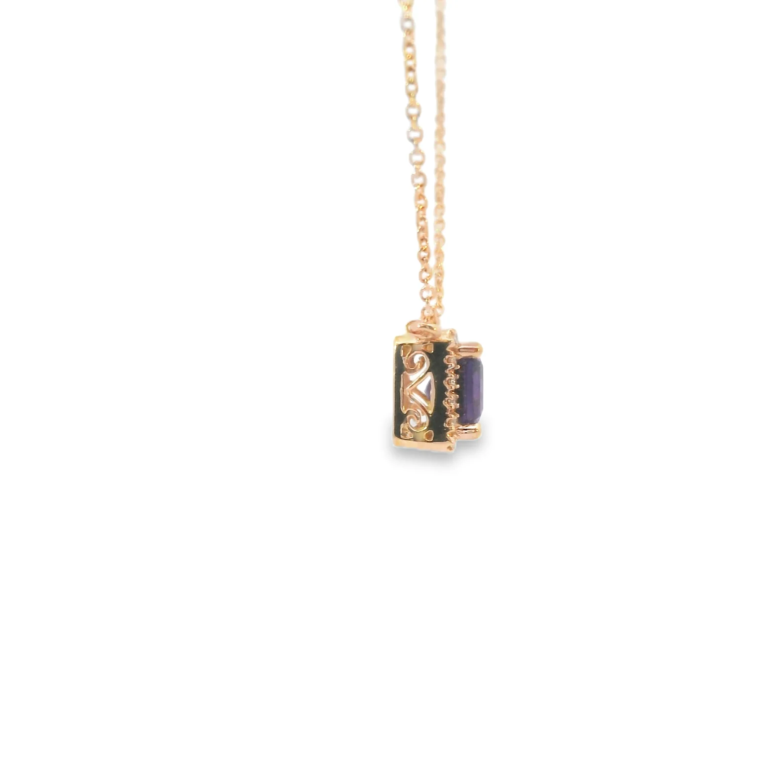Amethyst and Diamond Halo Pendant - Image 2