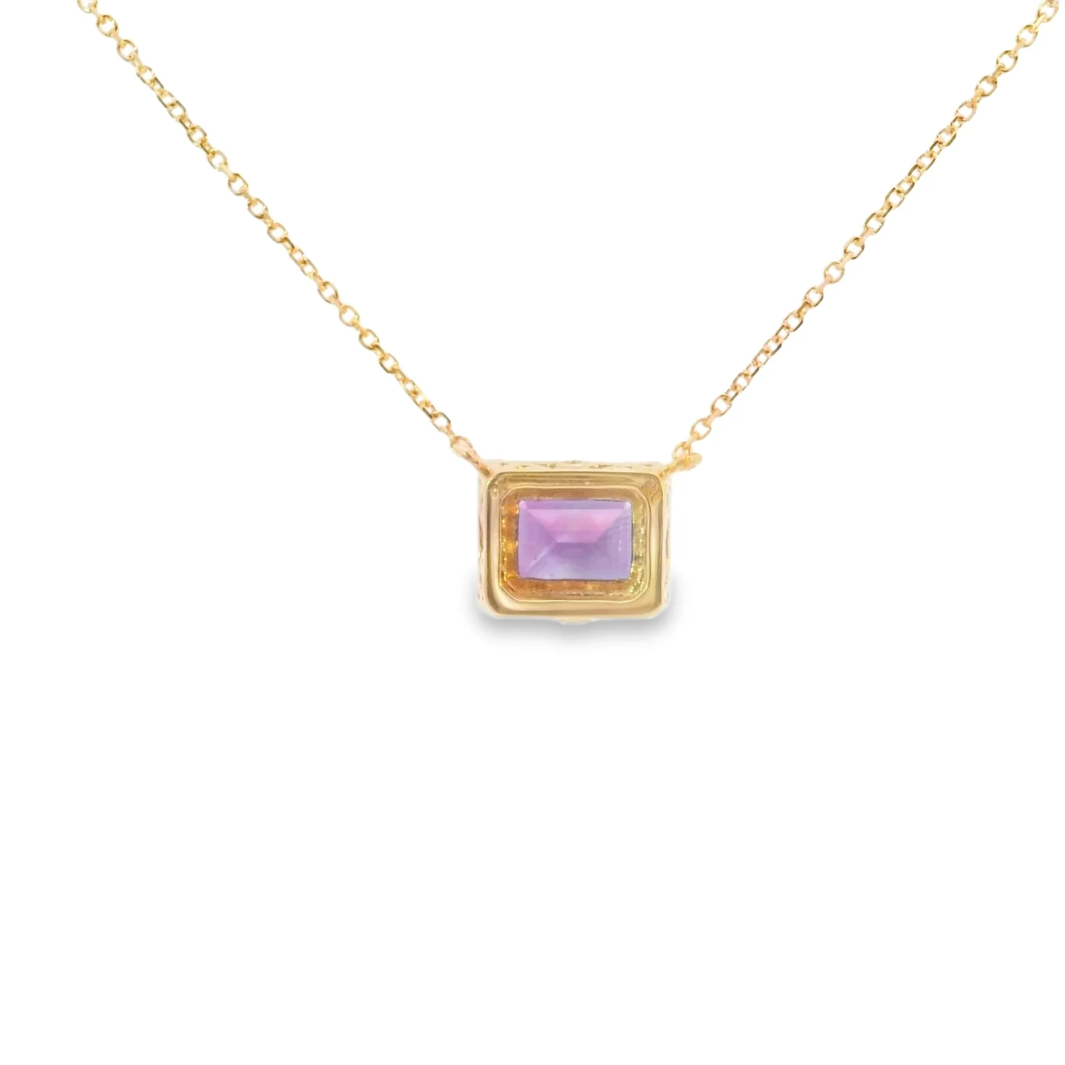 Amethyst and Diamond Halo Pendant - Image 3
