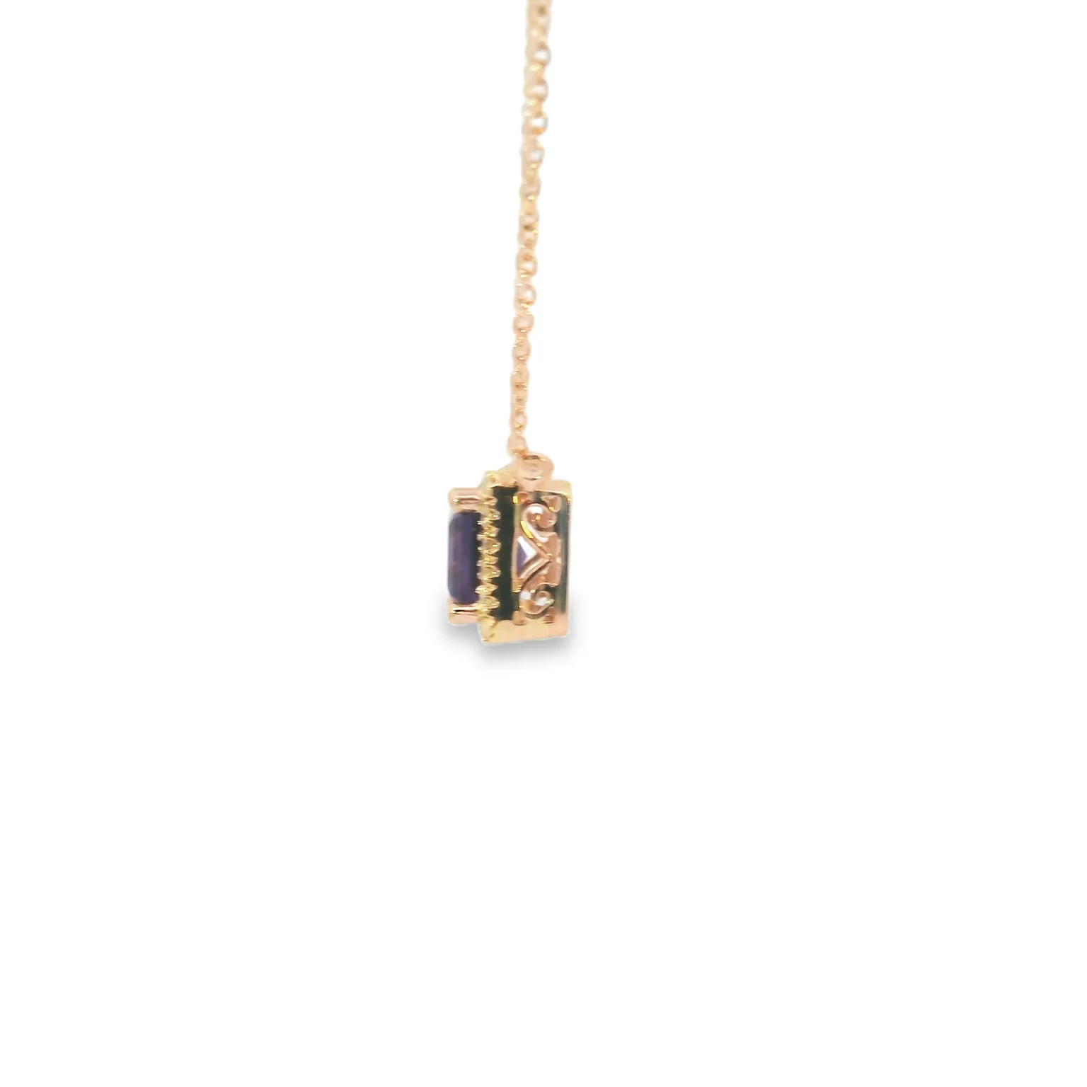 Amethyst and Diamond Halo Pendant - Image 4