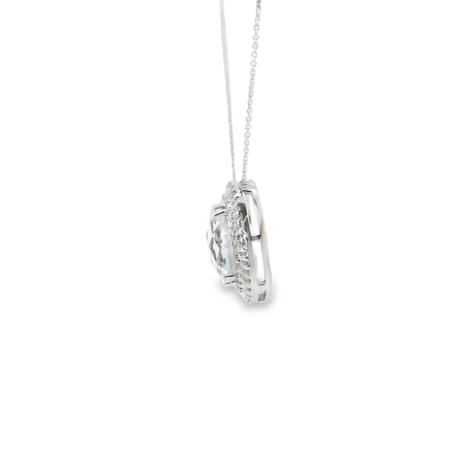 Aquamarine and Diamond Double Halo Pendant - Image 2
