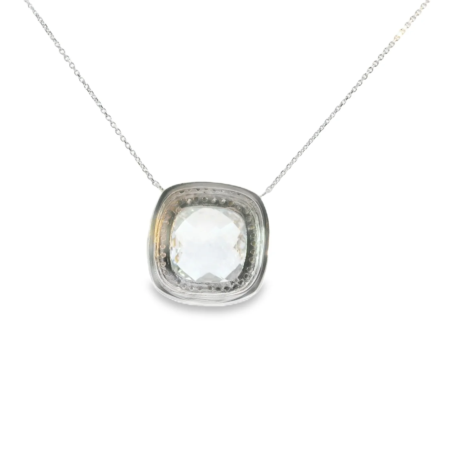 Aquamarine and Diamond Double Halo Pendant - Image 3