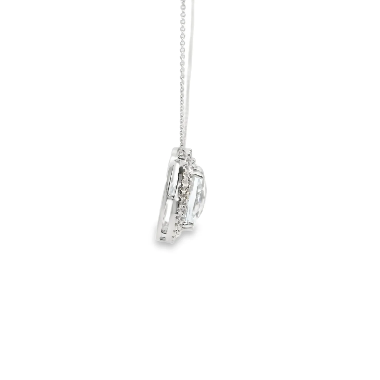 Aquamarine and Diamond Double Halo Pendant - Image 4