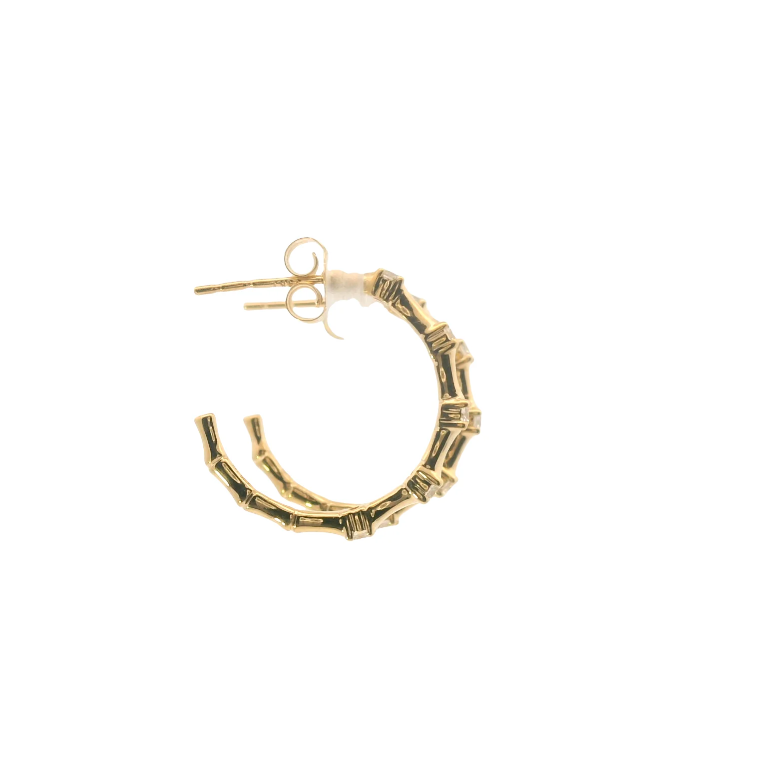 Bamboo Hoops with Diamond Accents - Image 4