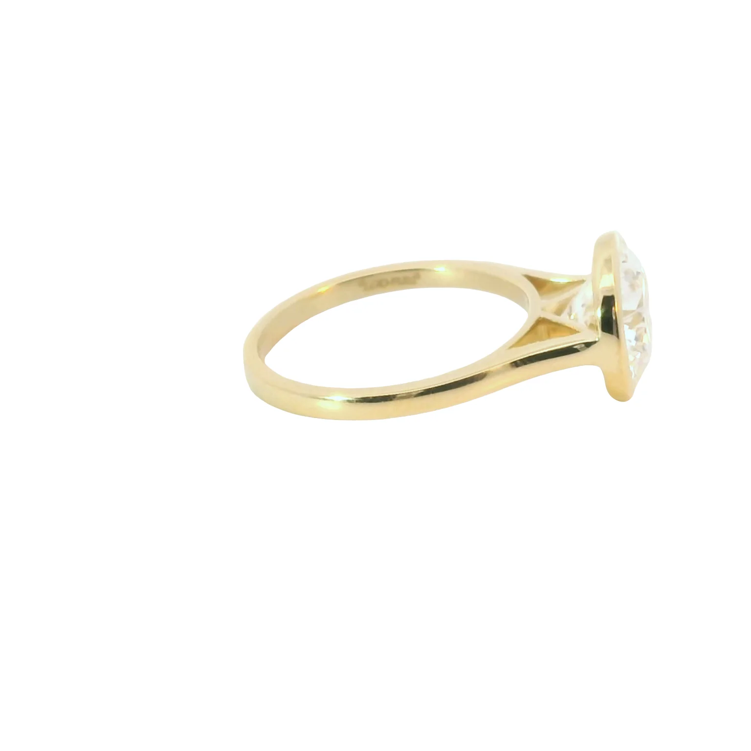 Bezel Set 3 CT Lab Grown Round Engagement Ring - Image 4