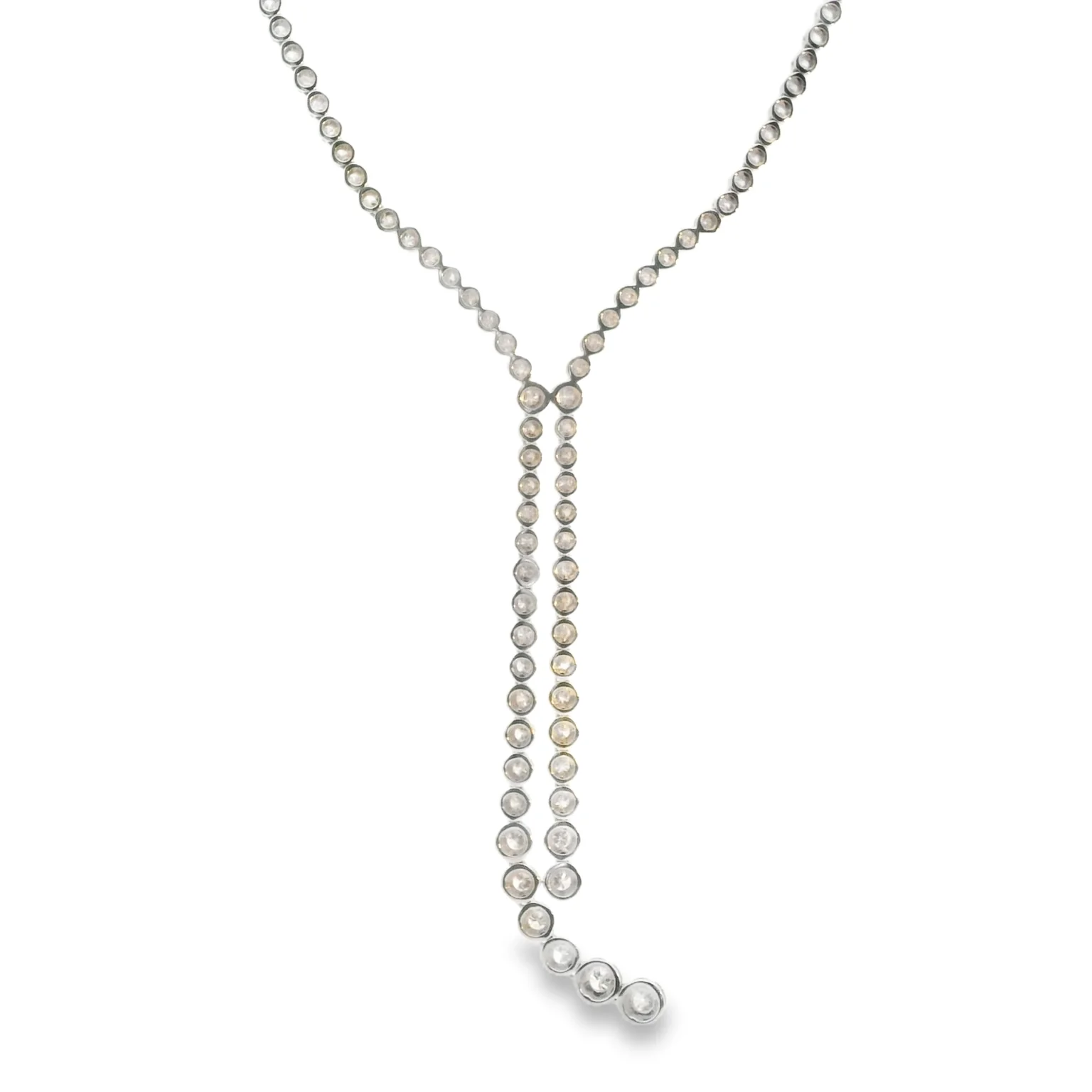 Bezel Set Diamond Lariat Necklace - Image 3