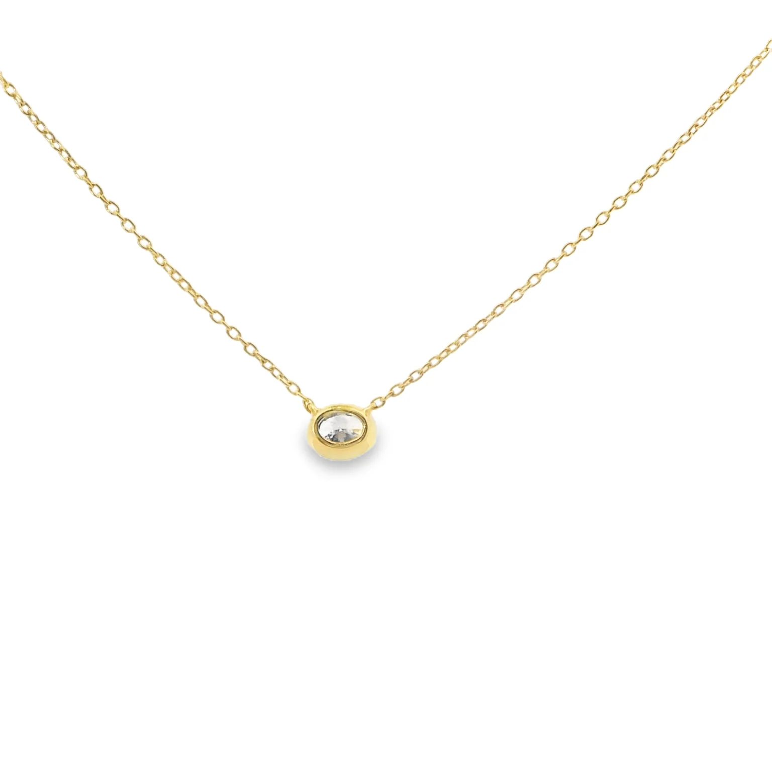Bezel Set Oval Diamond Pendant - Image 3