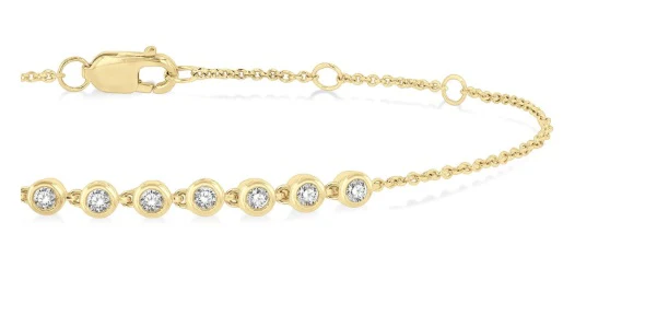 Bezel Set Petite Diamond Fashion Chain Bracelet - Image 2
