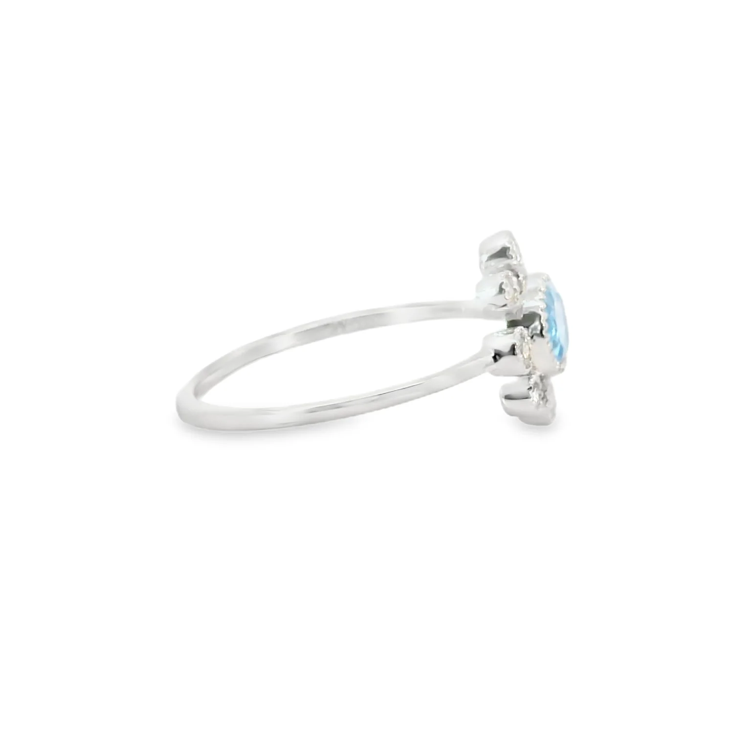 Blue Topaz and Diamond Flower Ring - Image 2