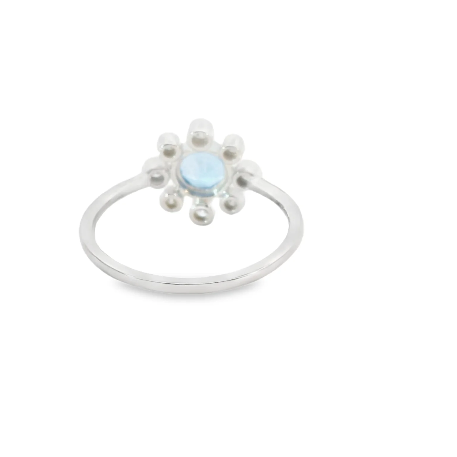 Blue Topaz and Diamond Flower Ring - Image 3