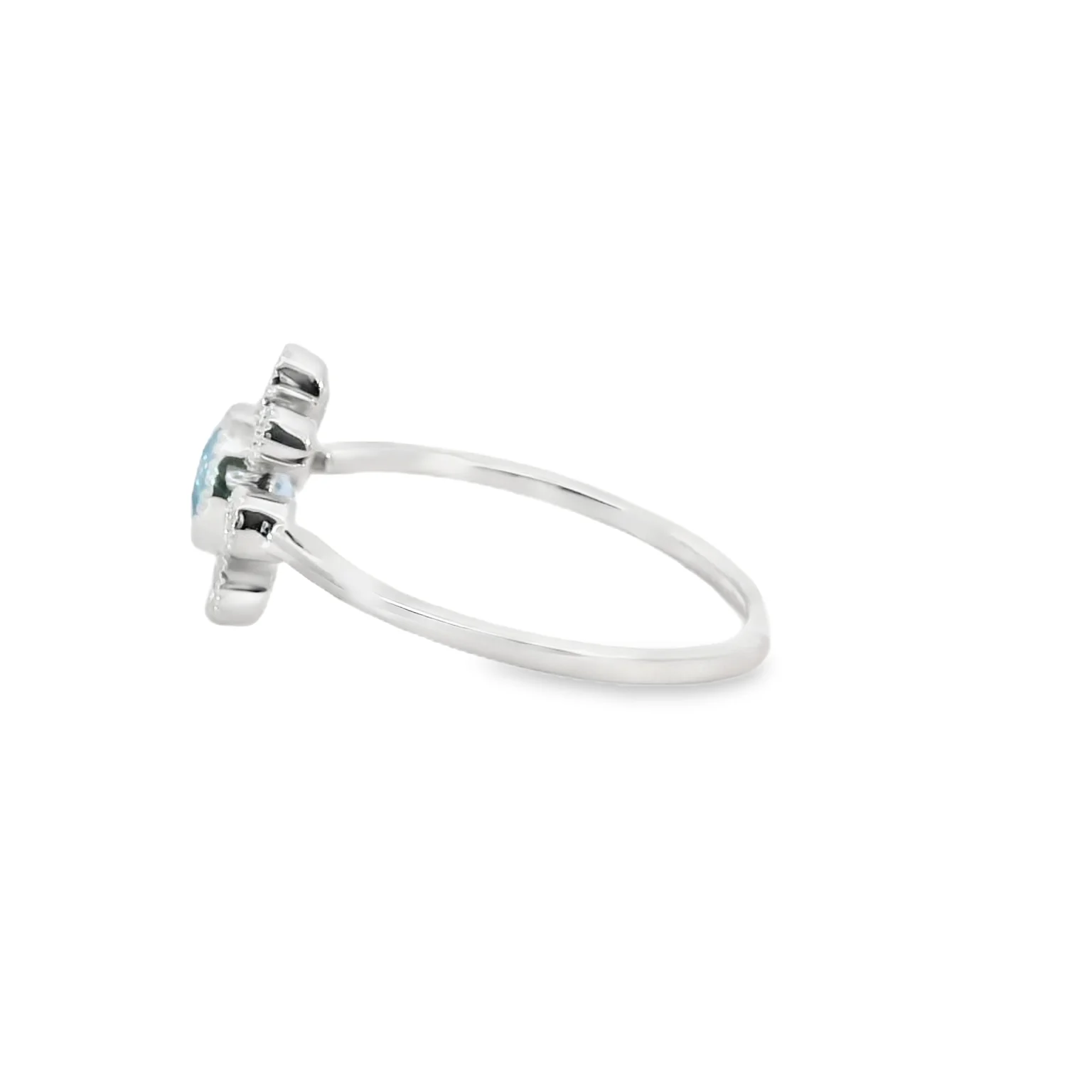Blue Topaz and Diamond Flower Ring - Image 4
