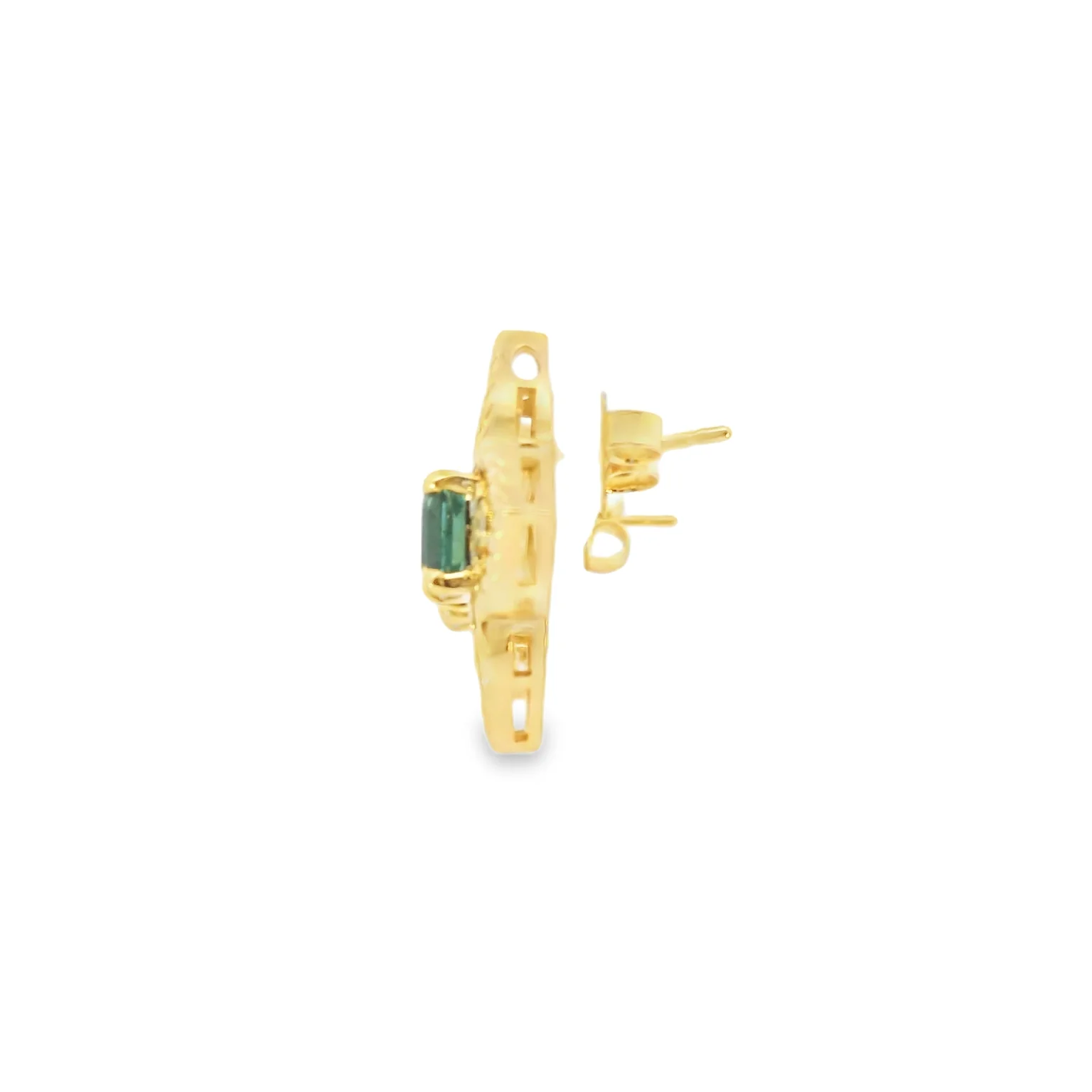 Button Earrings with Mint Tourmalines and Diamonds - Image 2