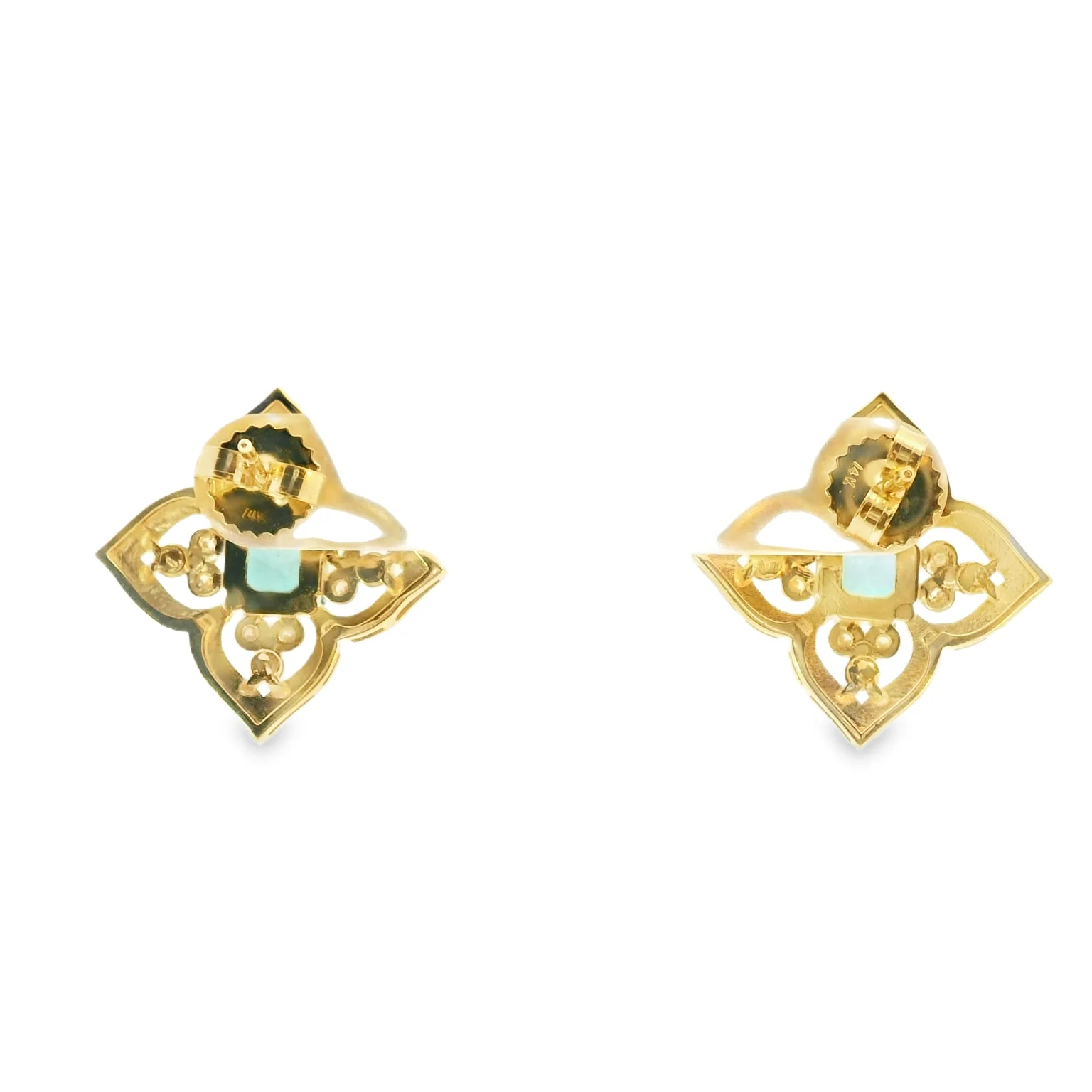 Button Earrings with Mint Tourmalines and Diamonds - Image 3