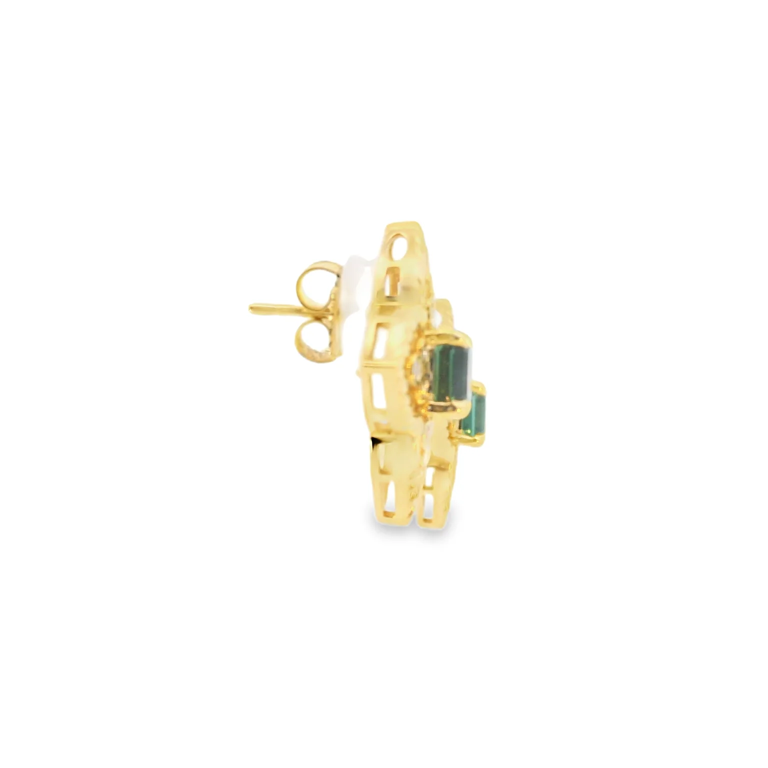 Button Earrings with Mint Tourmalines and Diamonds - Image 4