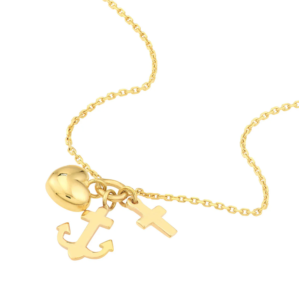 Charm Necklace with Heart, Cross, and Anchor - Image 3