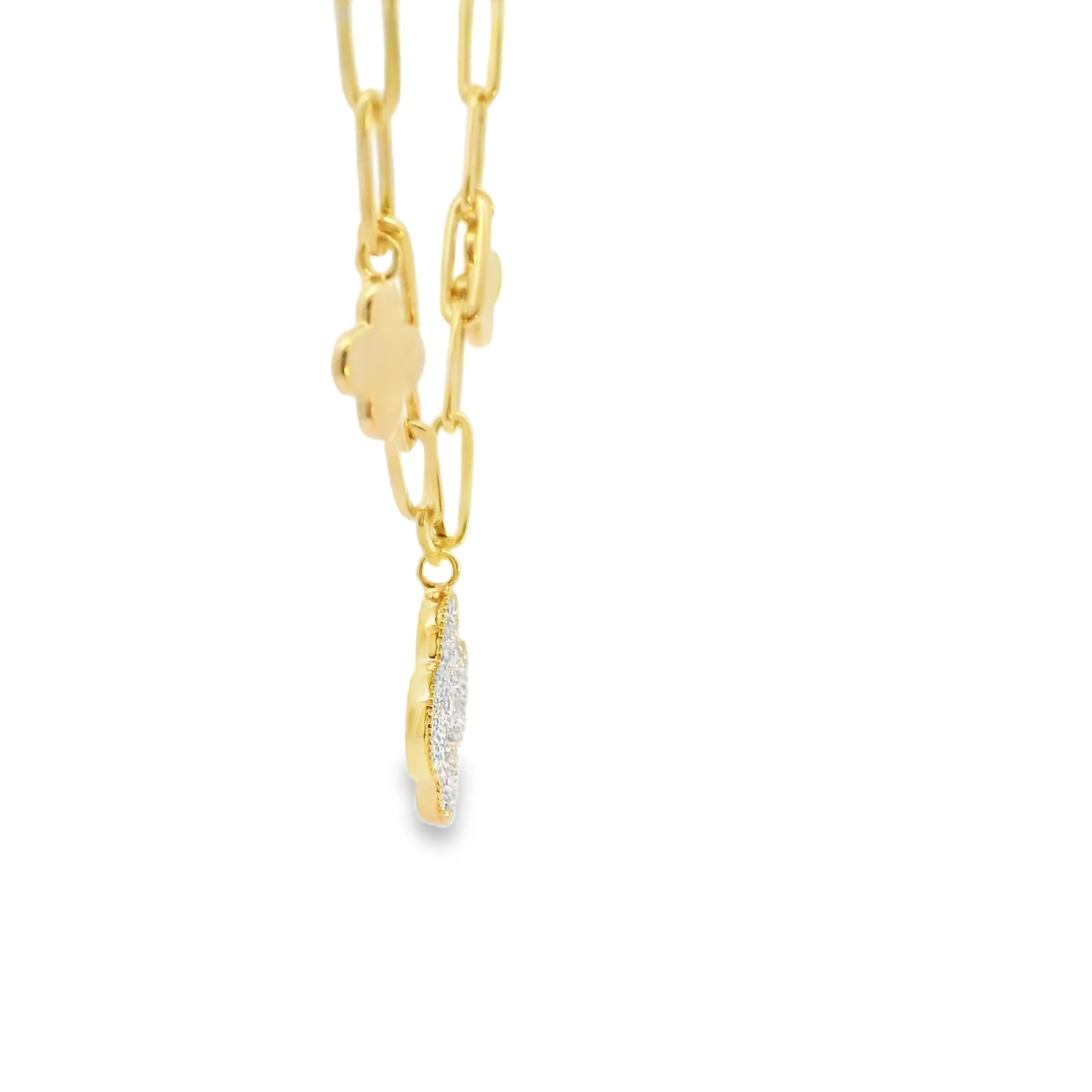 Clover Paperclip Link Necklace - Image 2
