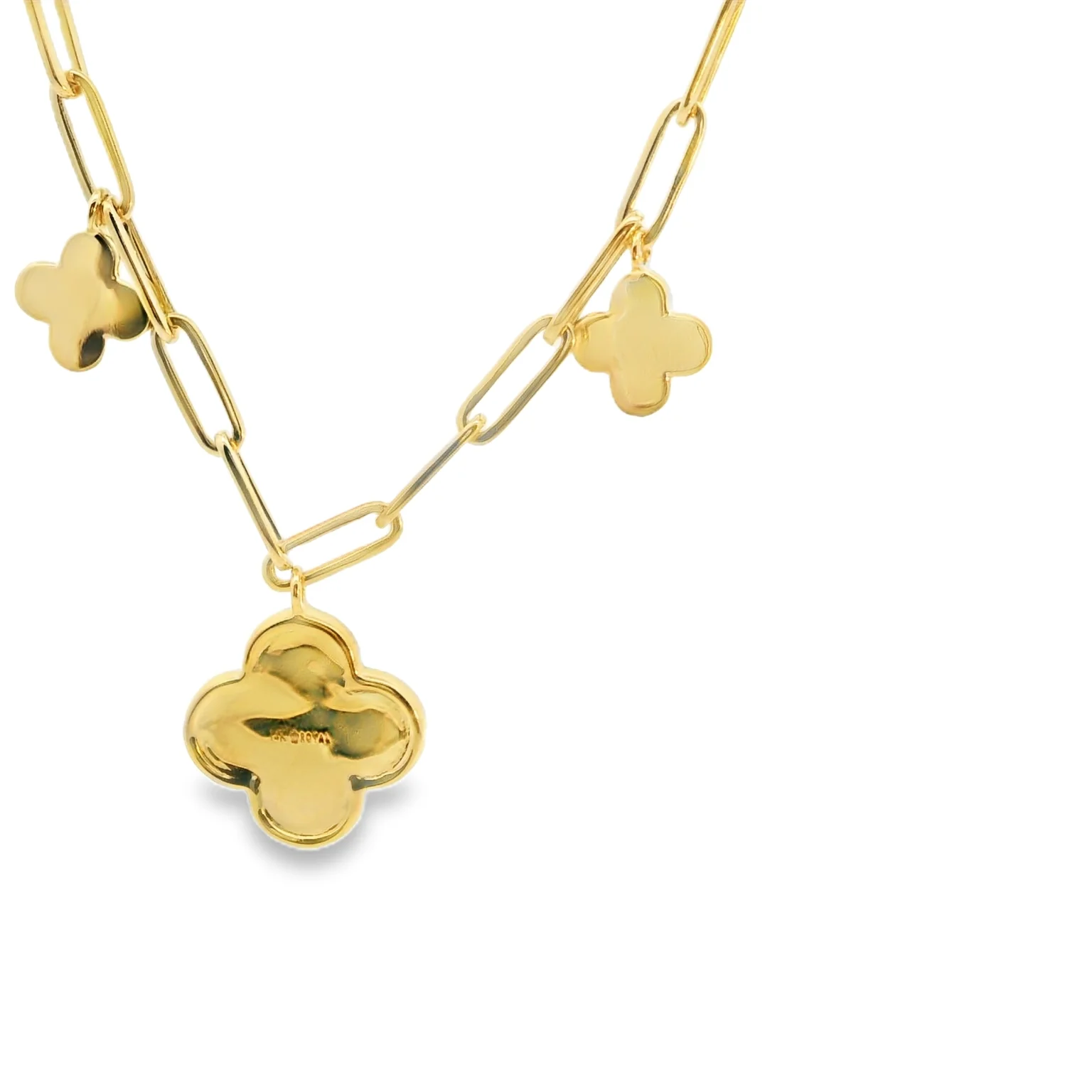 Clover Paperclip Link Necklace - Image 3