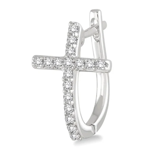 Cross Diamond Huggie Fashion Earrings - Image 3