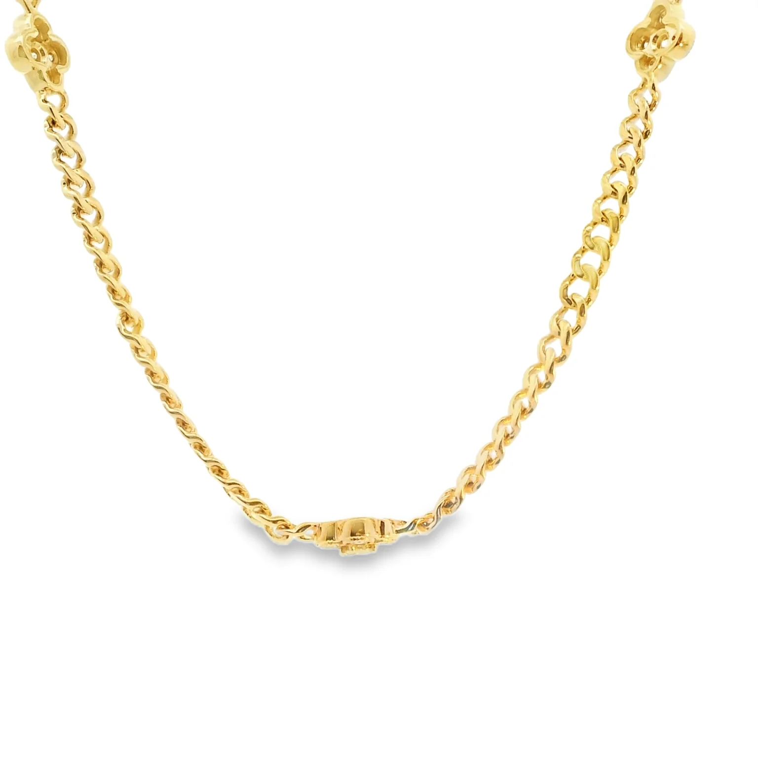 Cuban Necklace With Diamond Clovers - Image 3