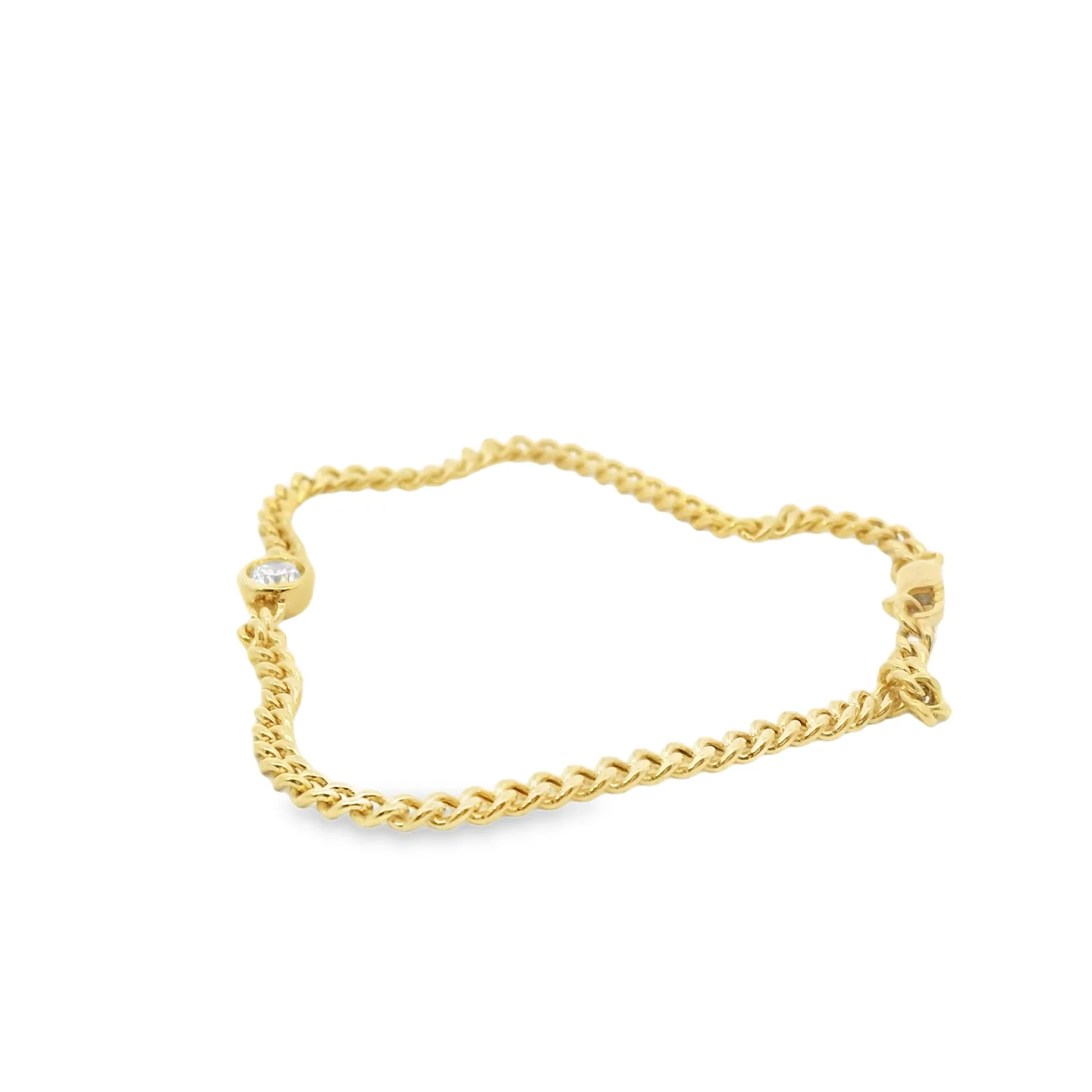 Curb Link Bracelet with Bezel Set Solitaire - Image 2