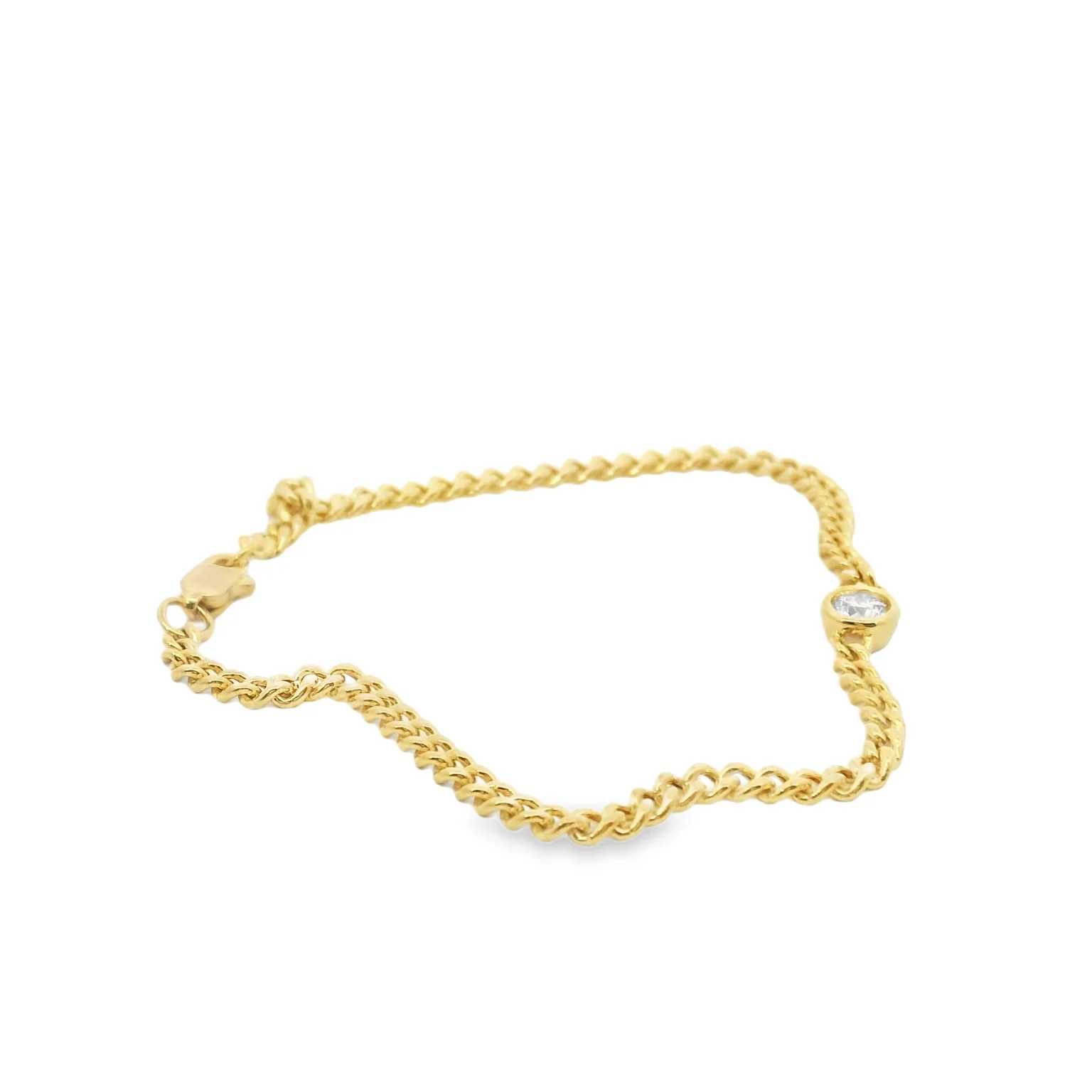 Curb Link Bracelet with Bezel Set Solitaire - Image 3