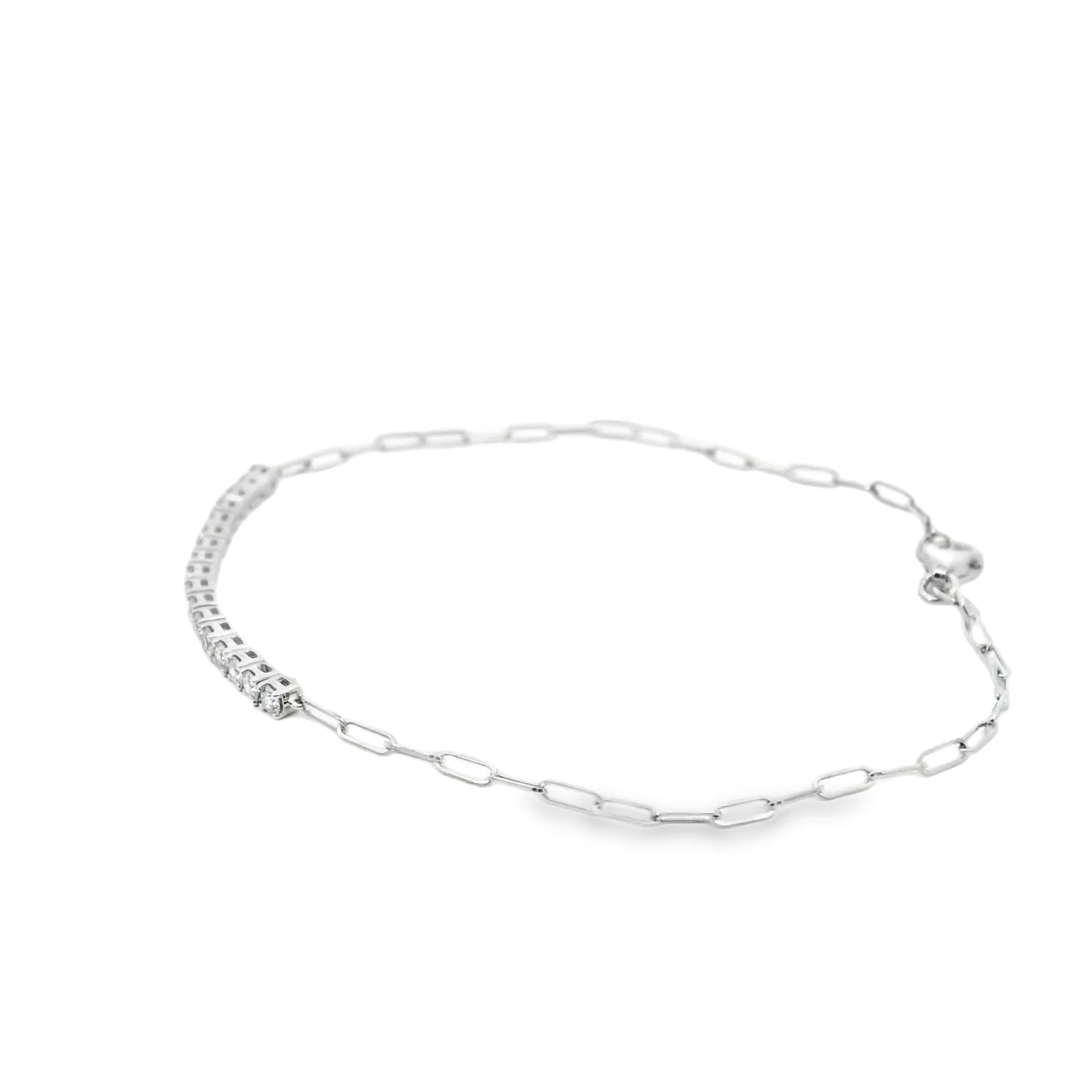 Diamond Bar Bracelet on a Paperclip Chain - Image 2