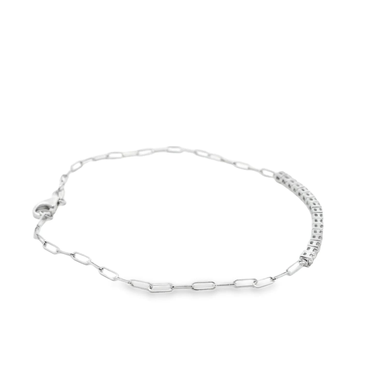 Diamond Bar Bracelet on a Paperclip Chain - Image 4