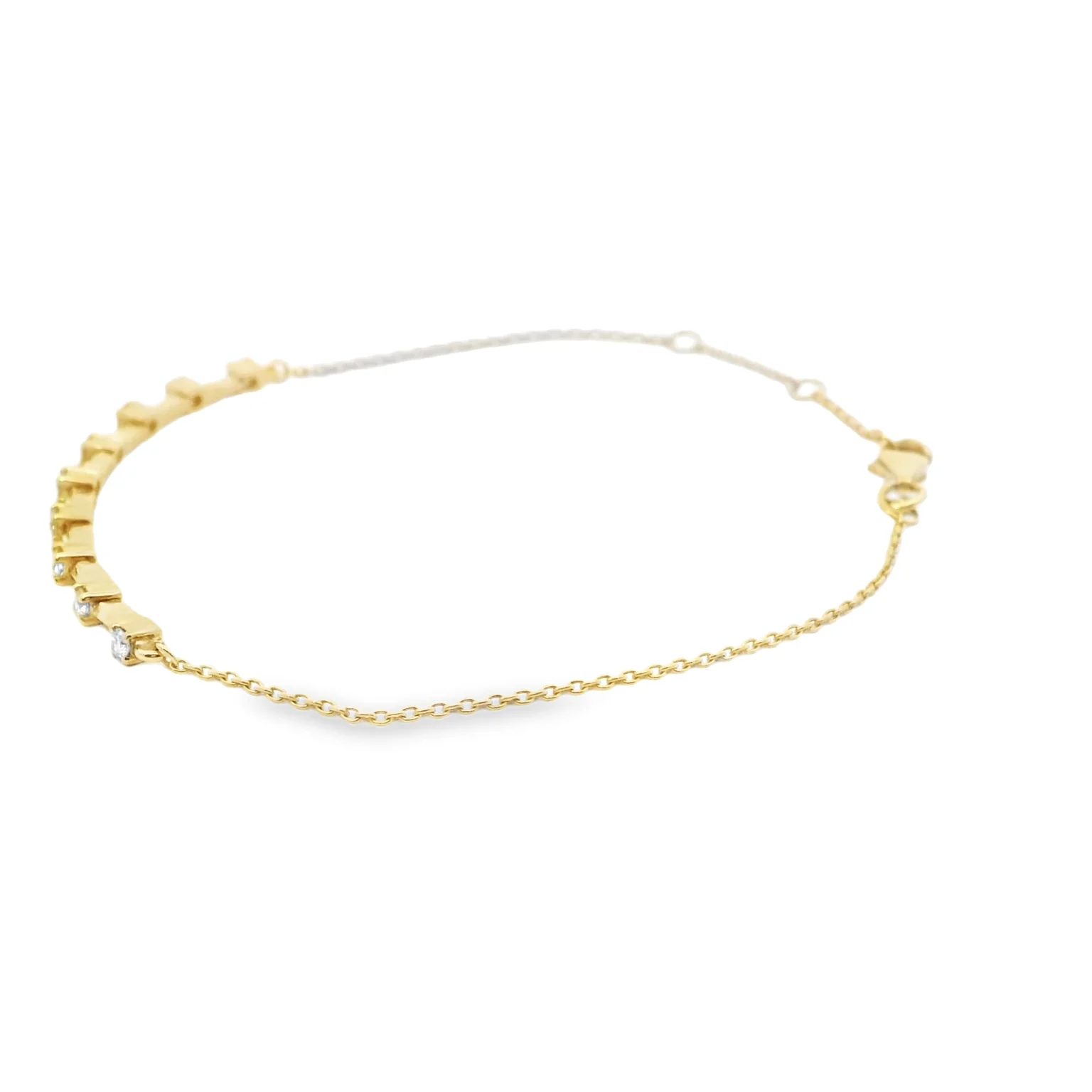 Diamond Bar Bracelet on Cable Chain - Image 2