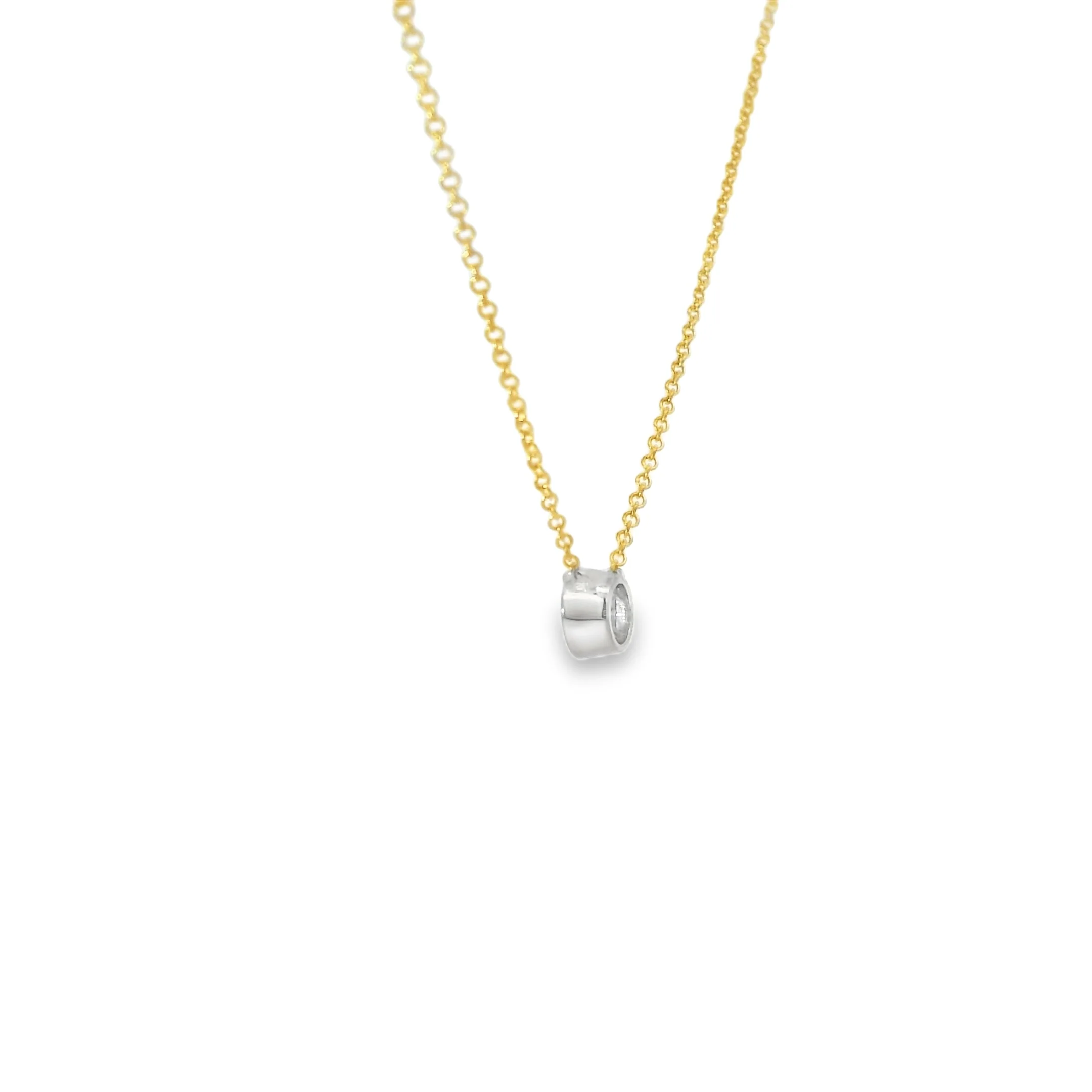 Diamond Bezel Set Solitaire Necklace - Image 2