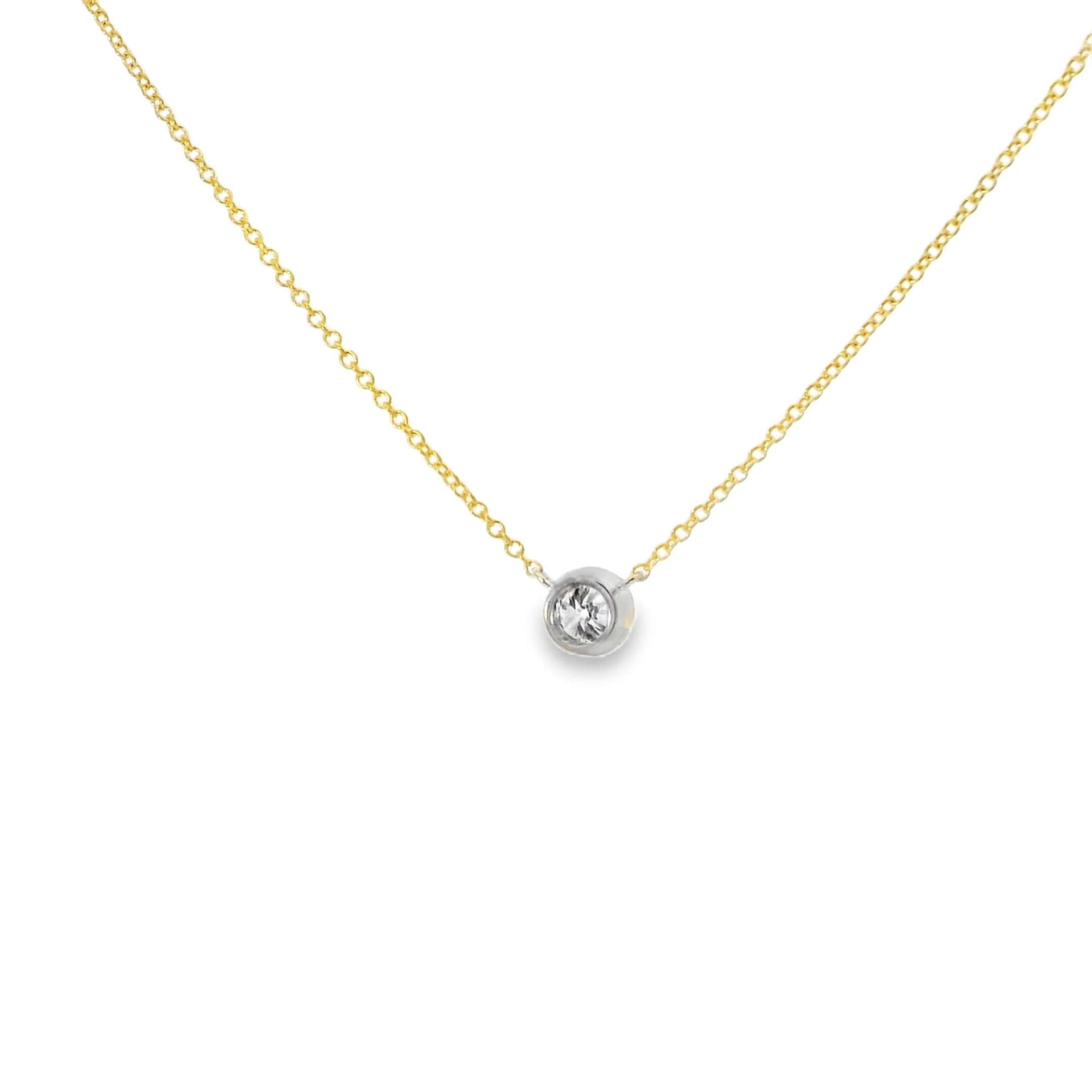 Diamond Bezel Set Solitaire Necklace - Image 3