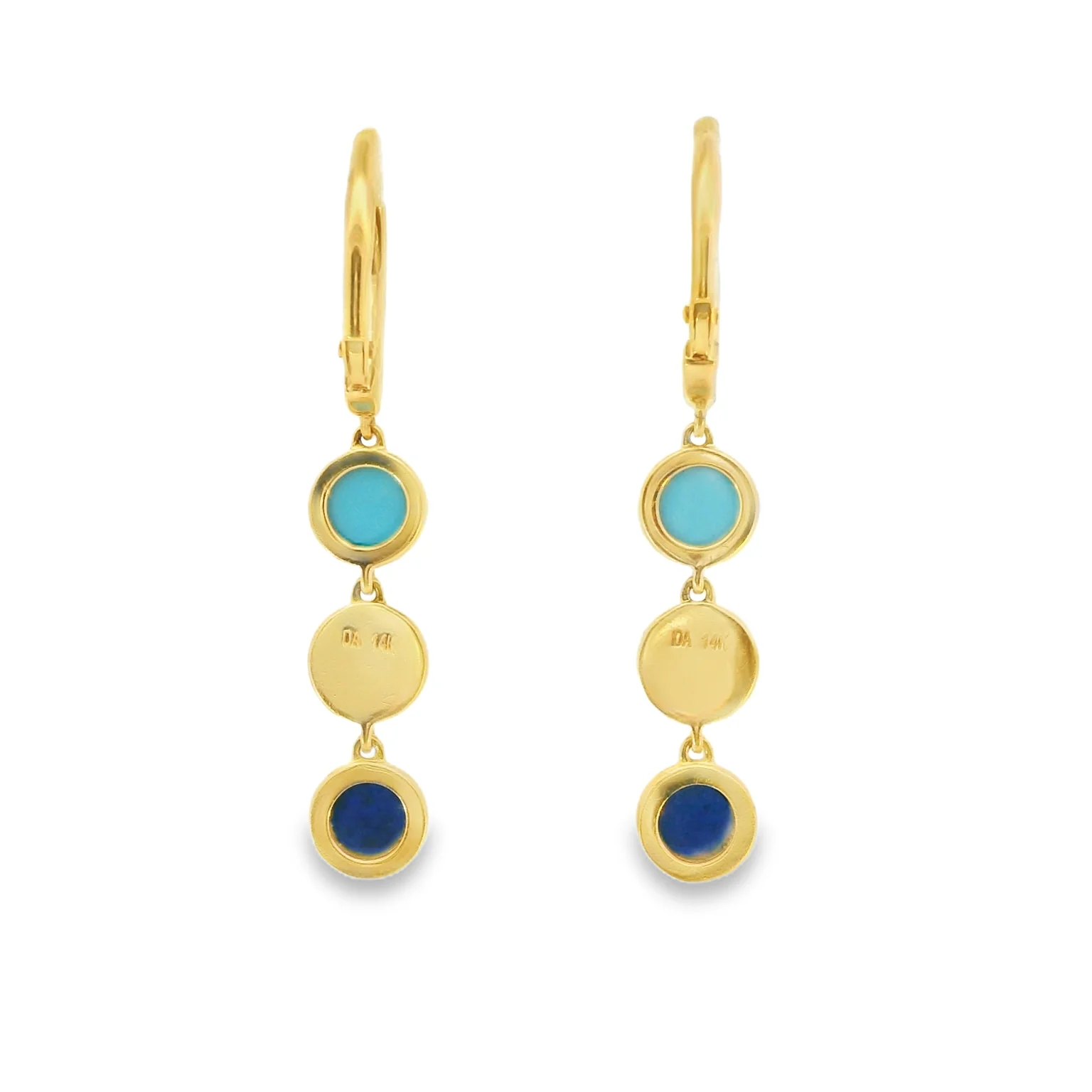 Drop Earrings with Turquoises and Lapis - Image 3