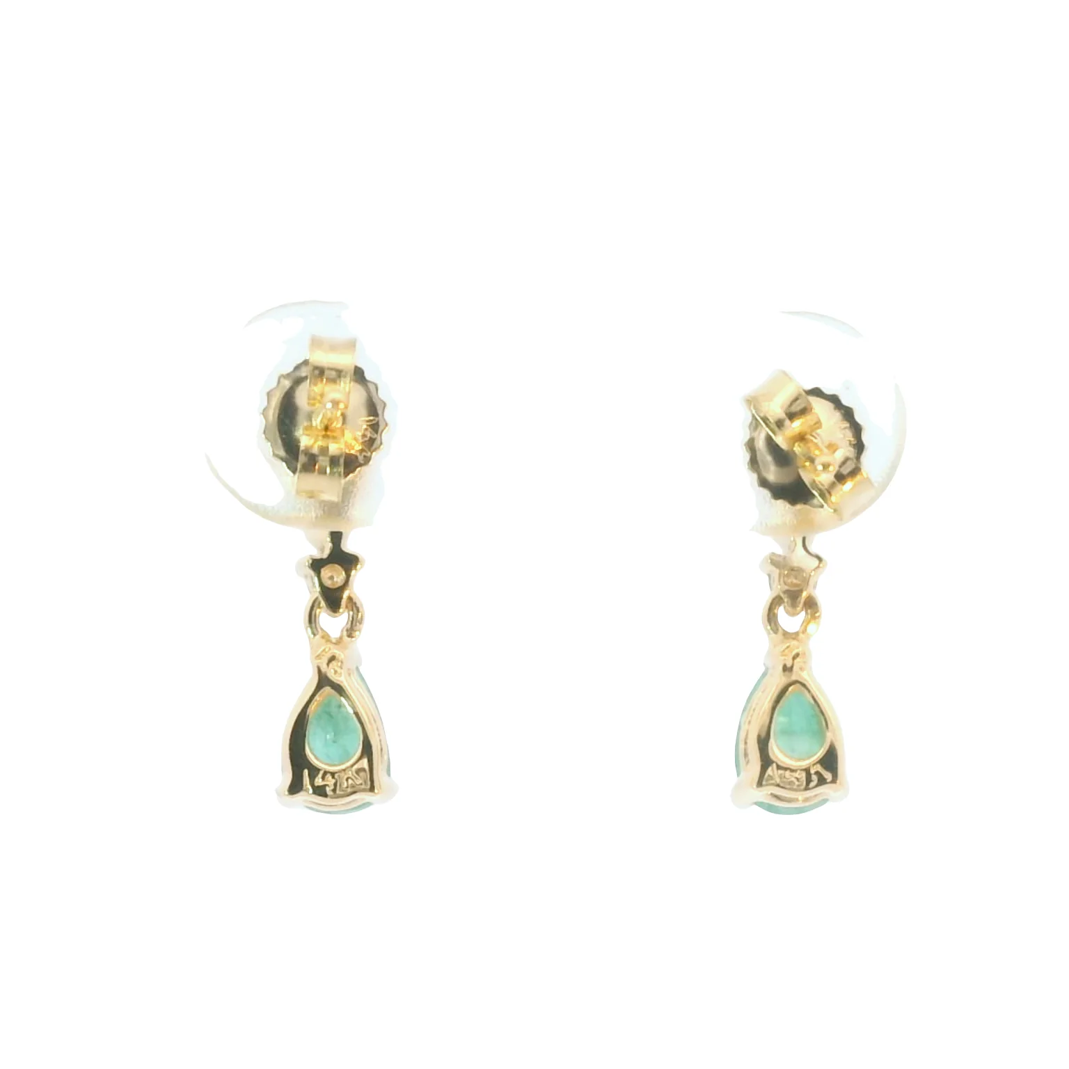 Emerald and Diamond Drop Earrings - Image 3