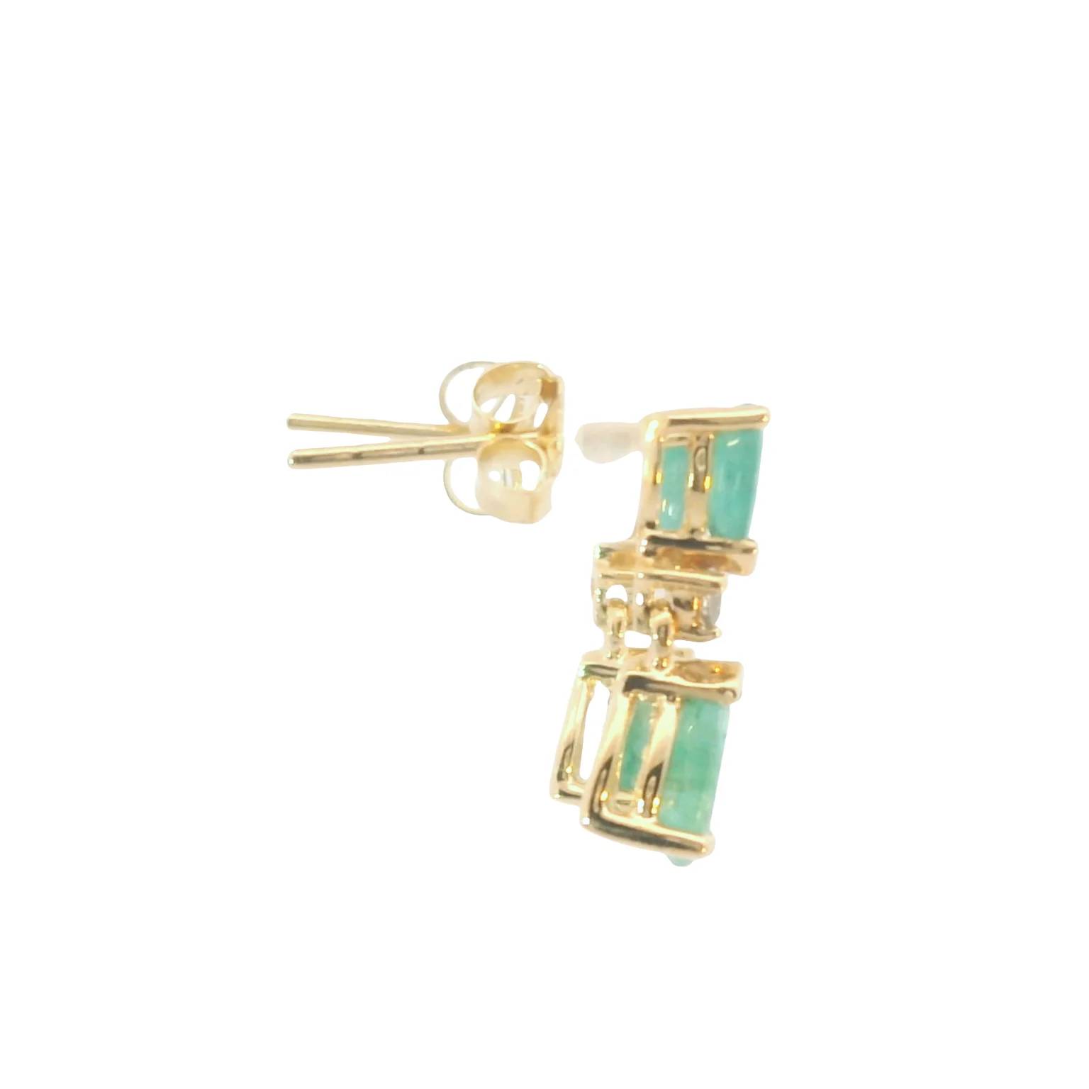 Emerald and Diamond Drop Earrings - Image 4