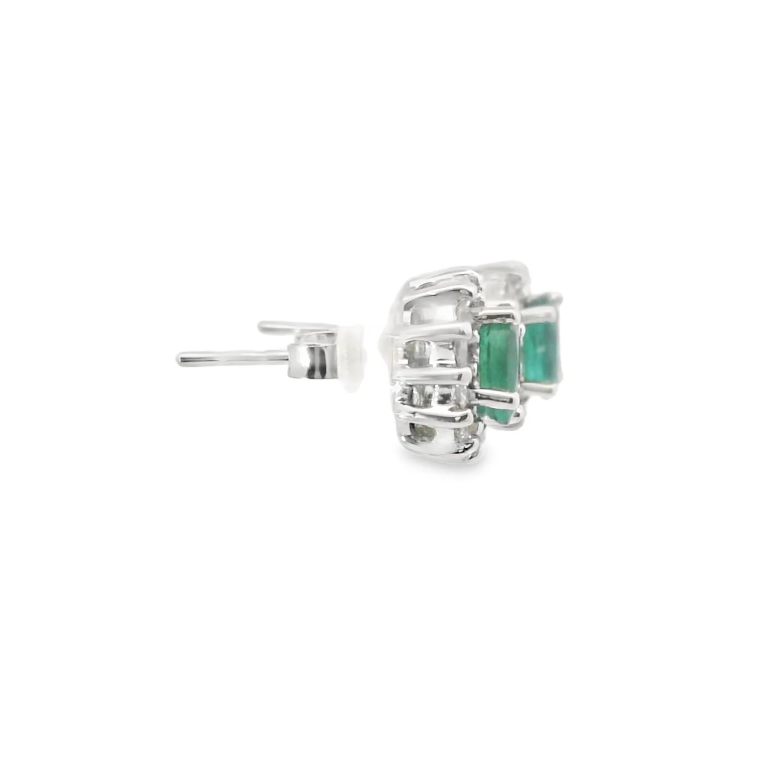 Emerald and Diamond Halo Earrings - Image 4