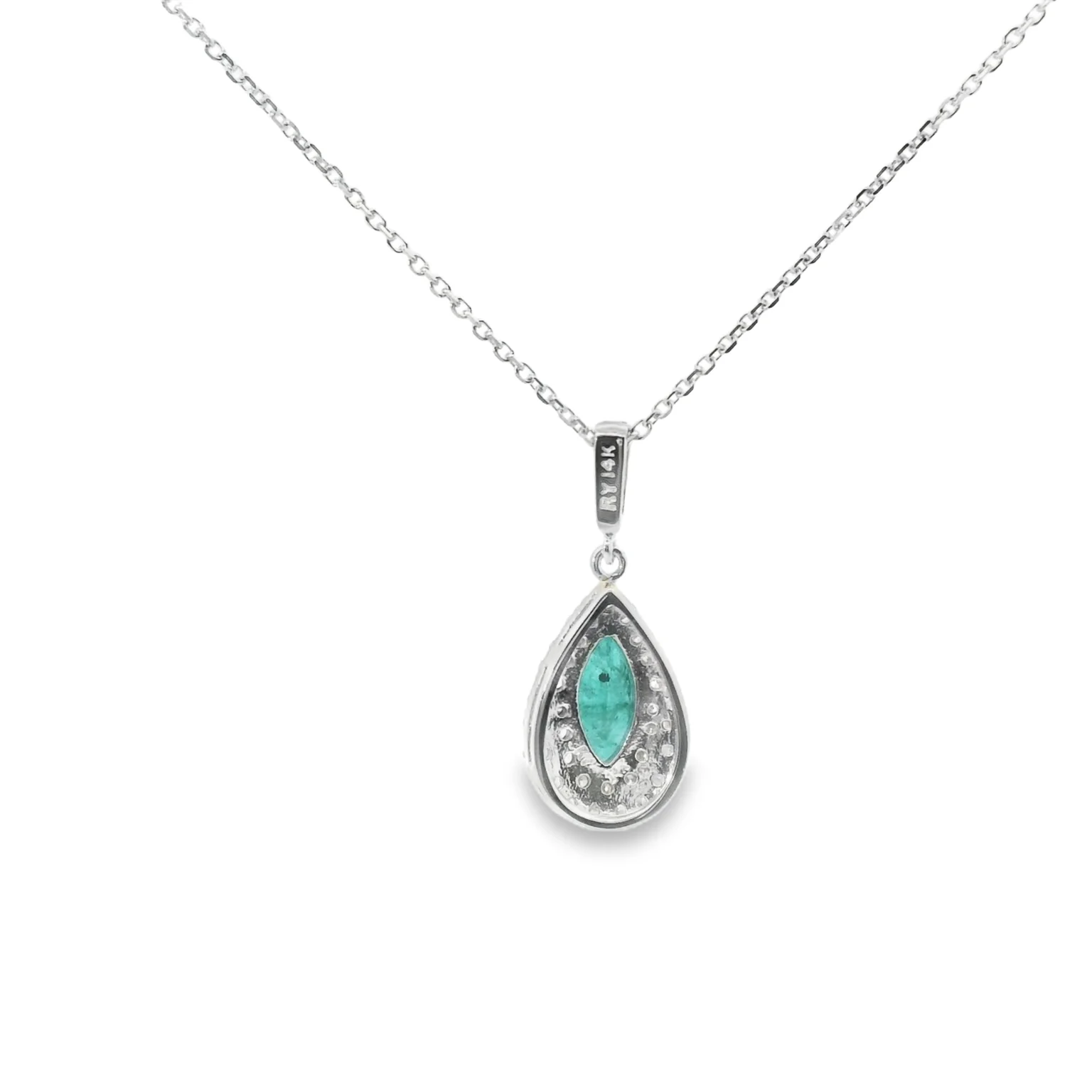 Emerald and Diamond Halo Pendant - Image 3