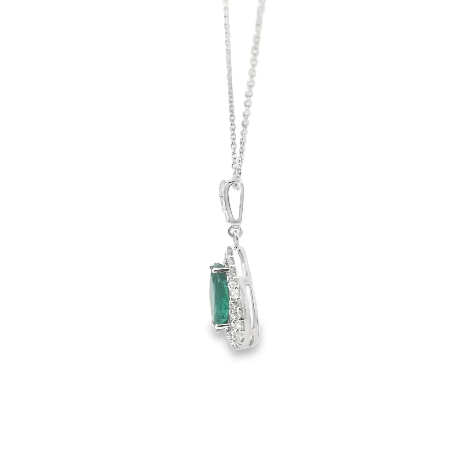 Emerald and Diamond Halo Pendant - Image 4